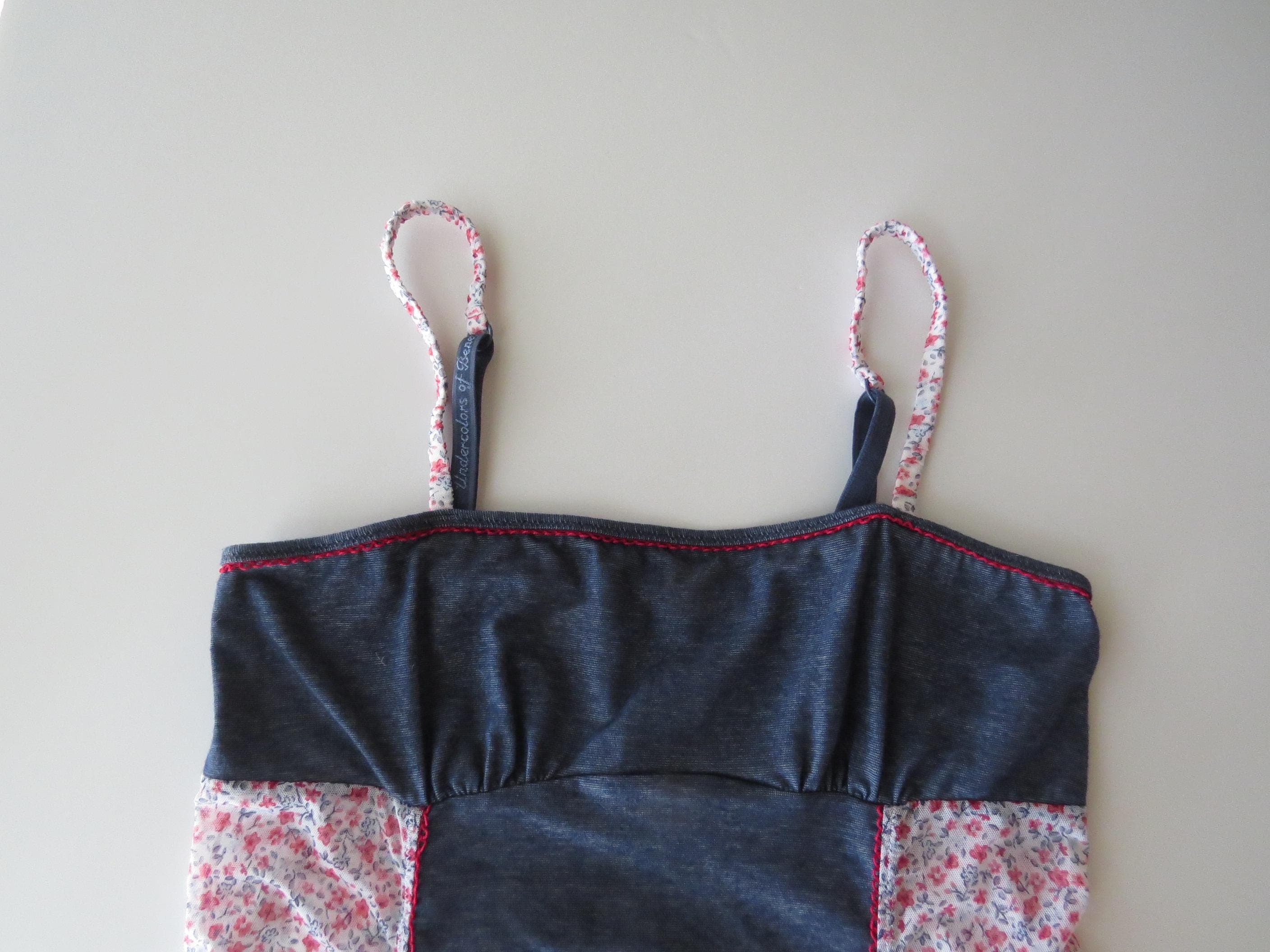 Vintage Italian Denim Sheer Floral Mesh Cami / Tank Top, United Colors of Benneton 2000s - Thumbnail 5