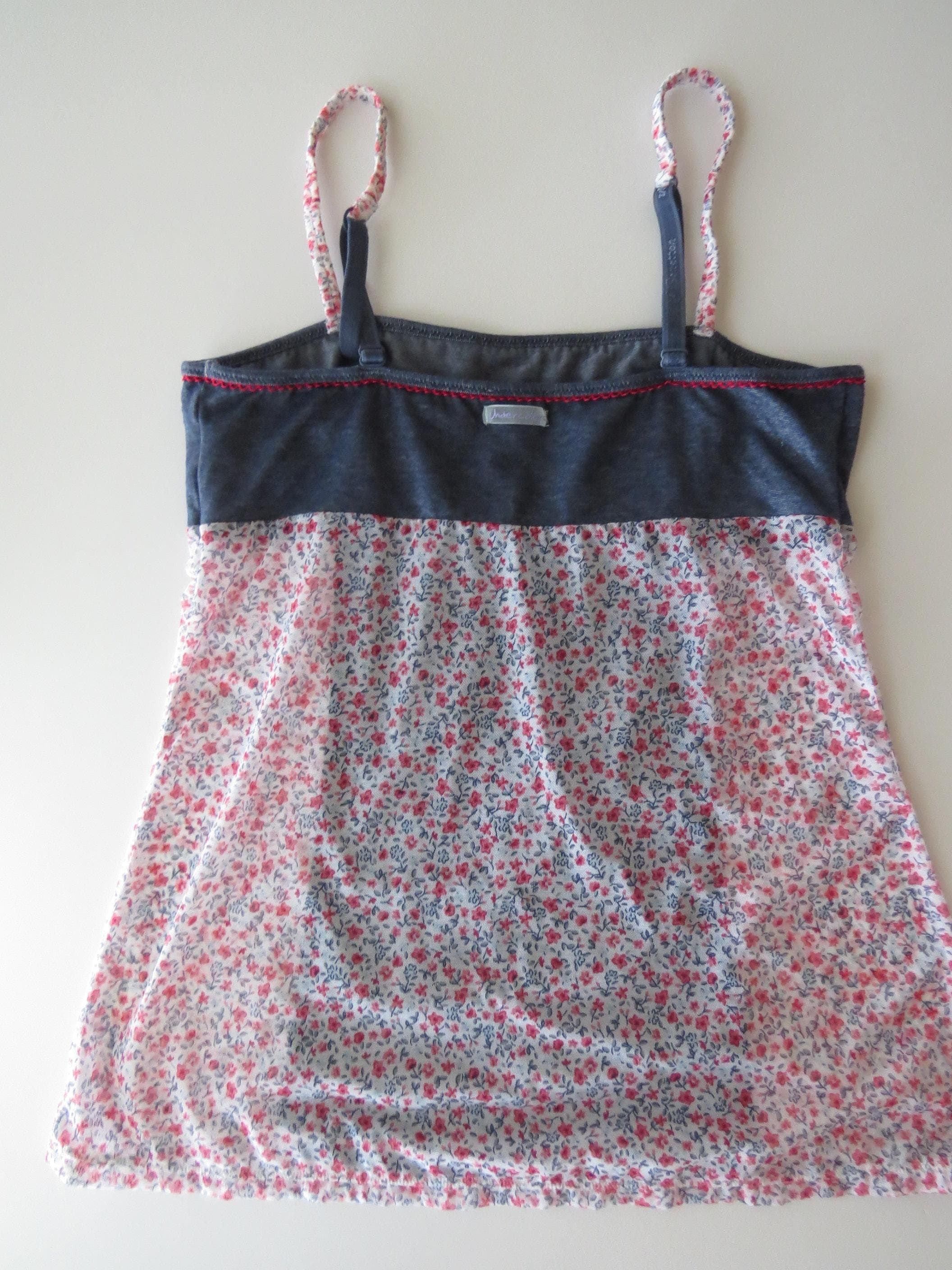 Vintage Italian Denim Sheer Floral Mesh Cami / Tank Top, United Colors of Benneton 2000s - Thumbnail 7