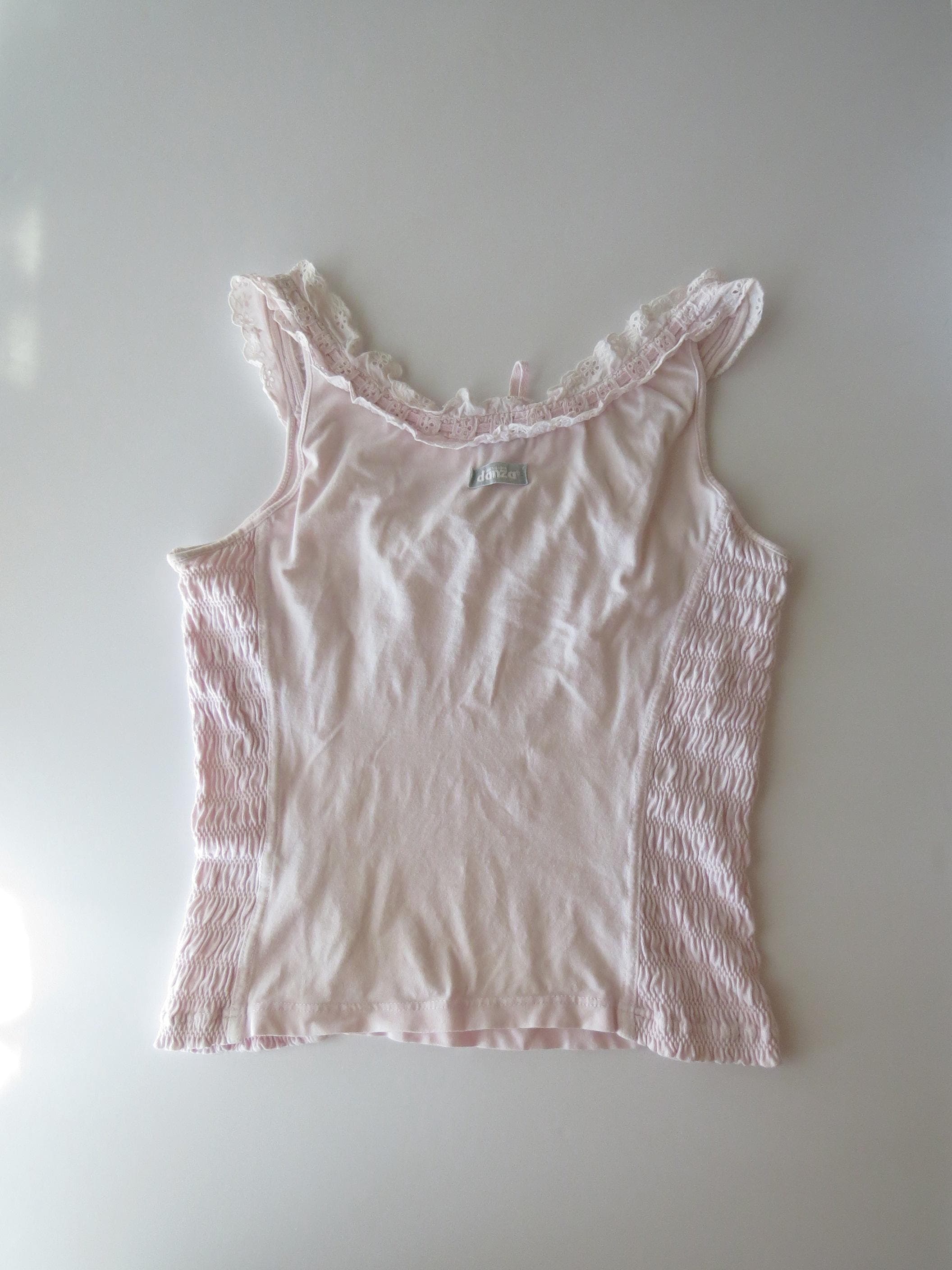 Vintage Italian Pastel Pink Dimensione Danza Lace Ruffle Top, Made in Italy - Thumbnail 5