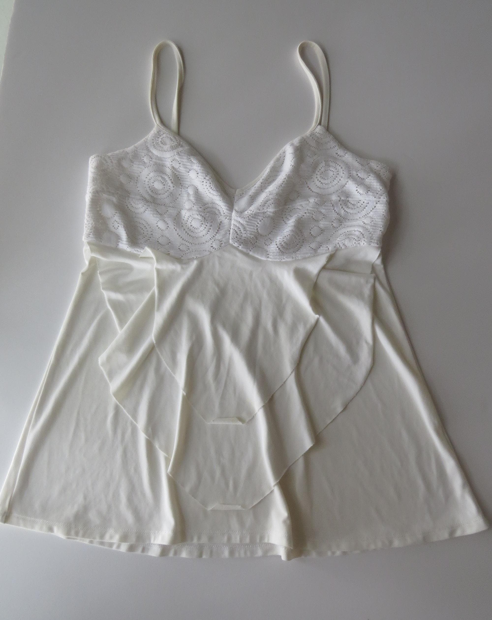 Vintage Roccobarocco White Lace Camisole, Italian Designer, 2000s, Tiered Ruffles, Made in Italy