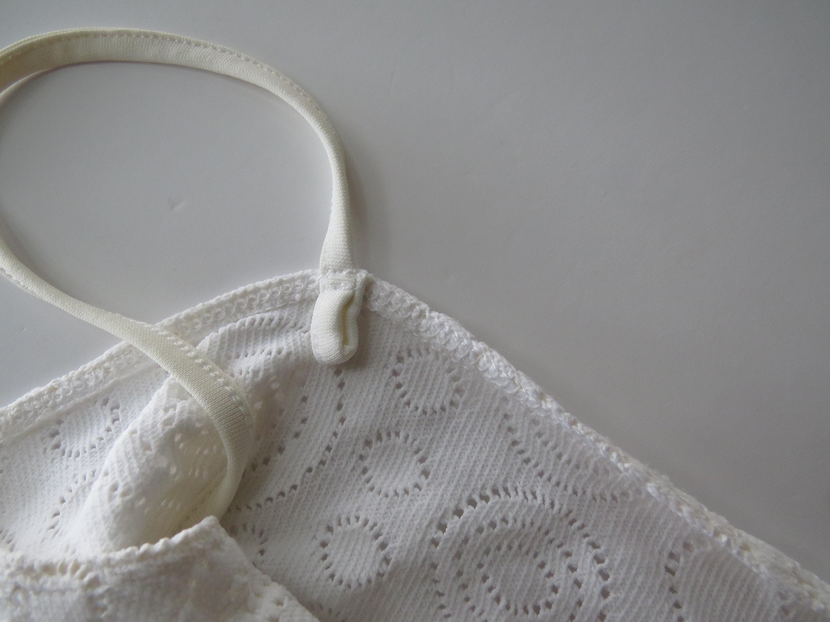 Vintage Roccobarocco White Lace Camisole, Italian Designer, 2000s, Tiered Ruffles, Made in Italy - Thumbnail 2