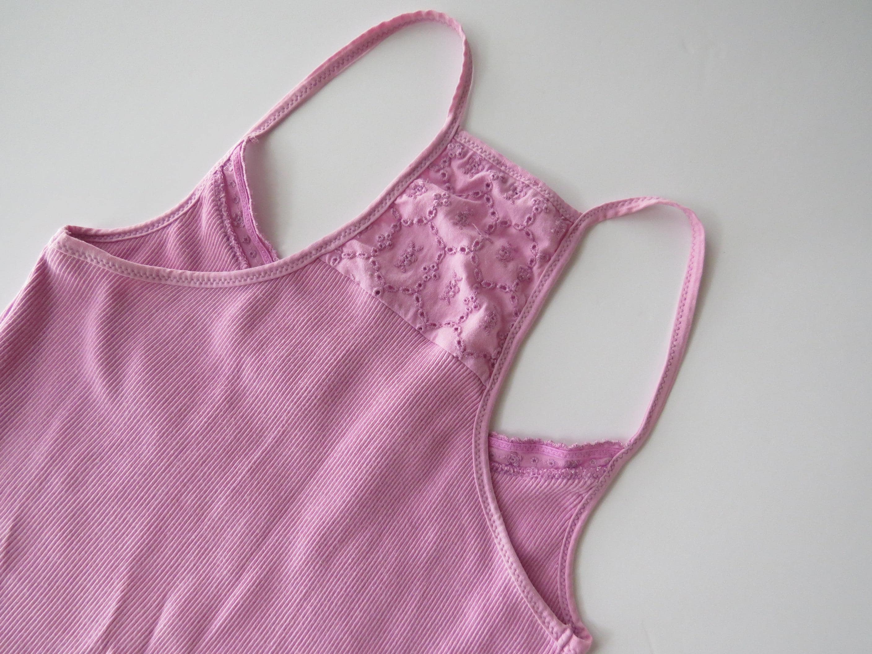 Vintage Italian Intimisismi Barbie Pink Ribbed Racerback Camisole with Eyelet Lace Details, 2000s - Thumbnail 7