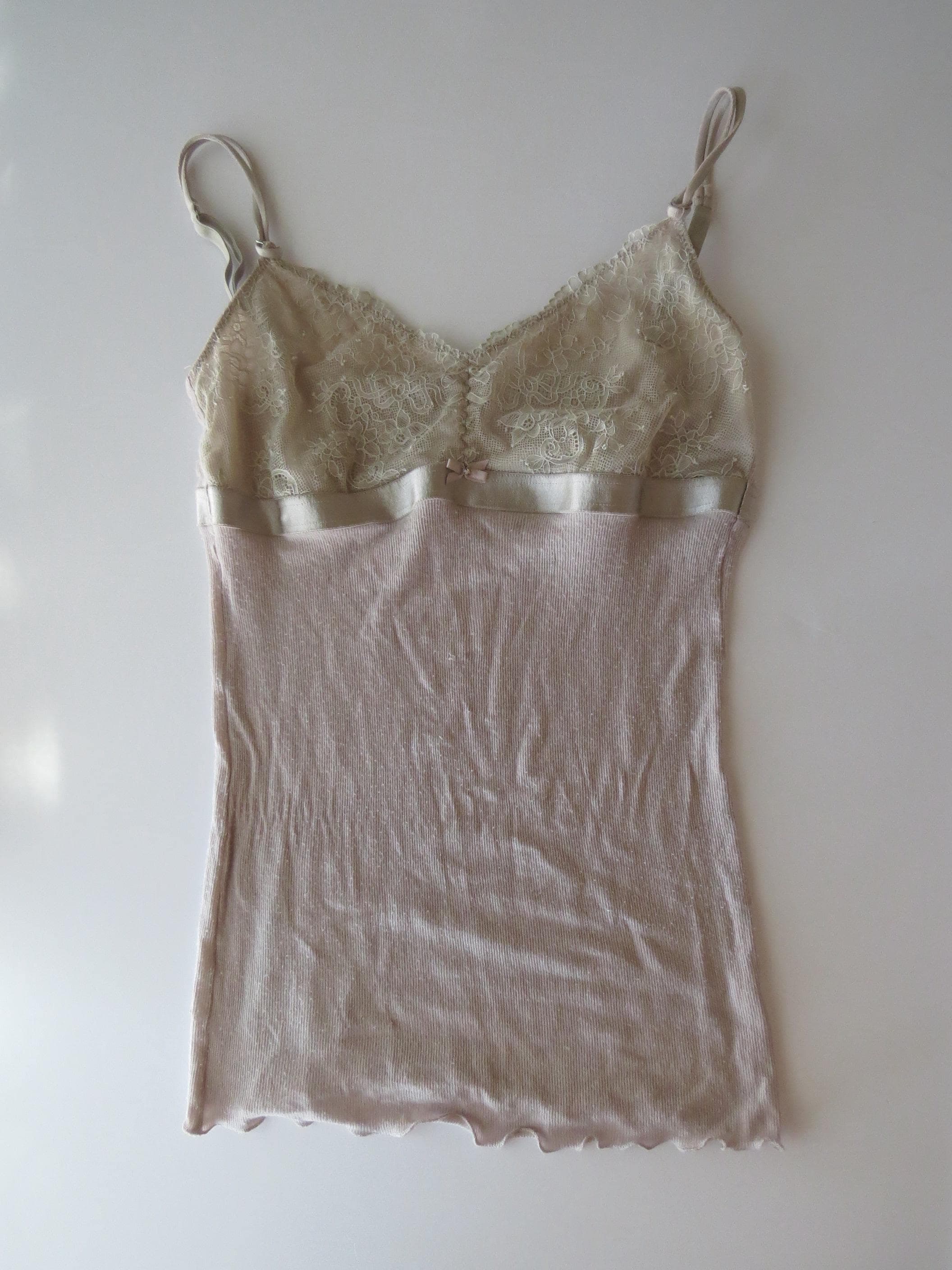Vintage Intimissimi Mauve Lace Lettuce Edge Cami Top, 00s Italian Designer - Thumbnail 2
