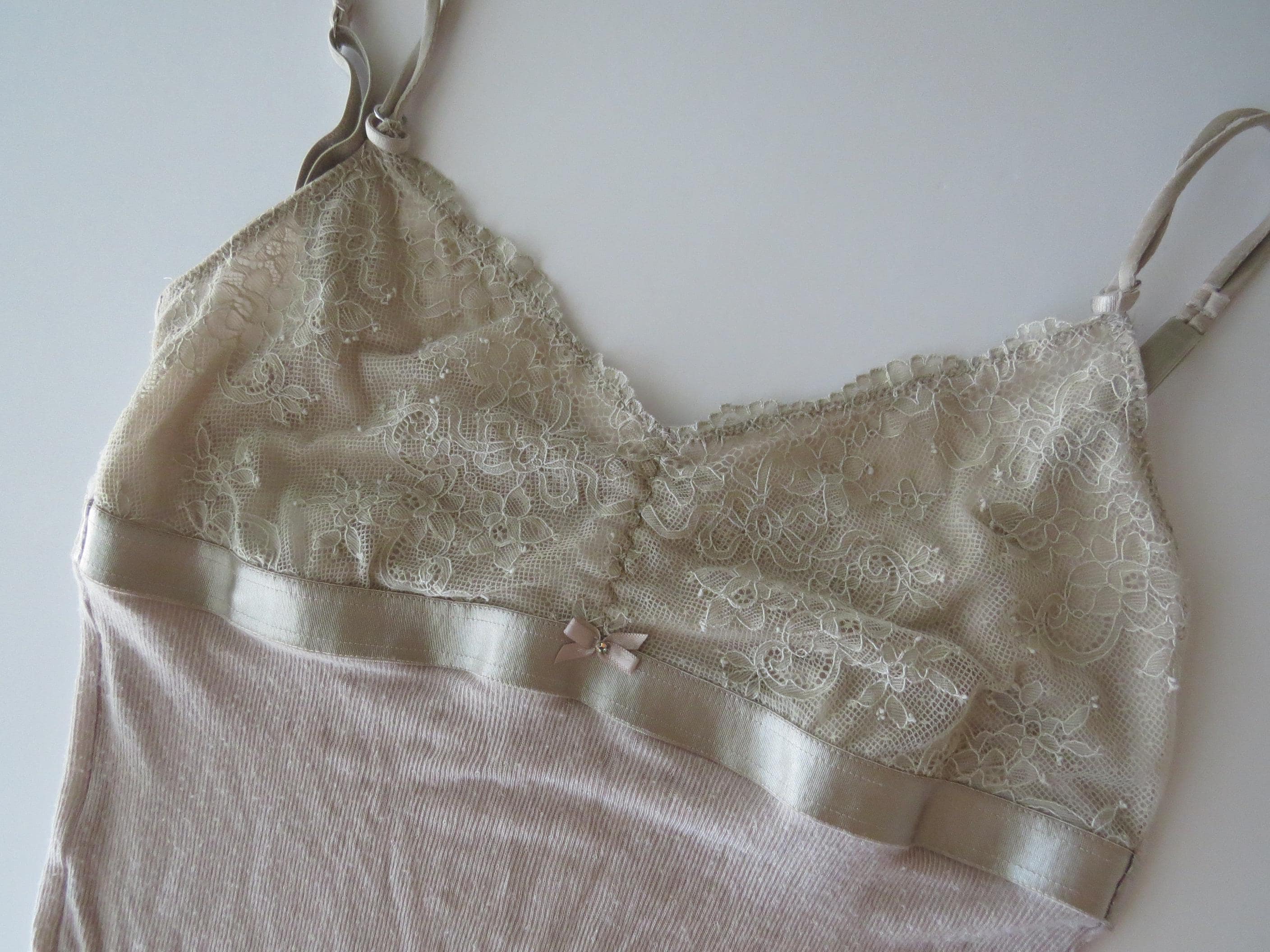 Vintage Intimissimi Mauve Lace Lettuce Edge Cami Top, 00s Italian Designer - Thumbnail 4
