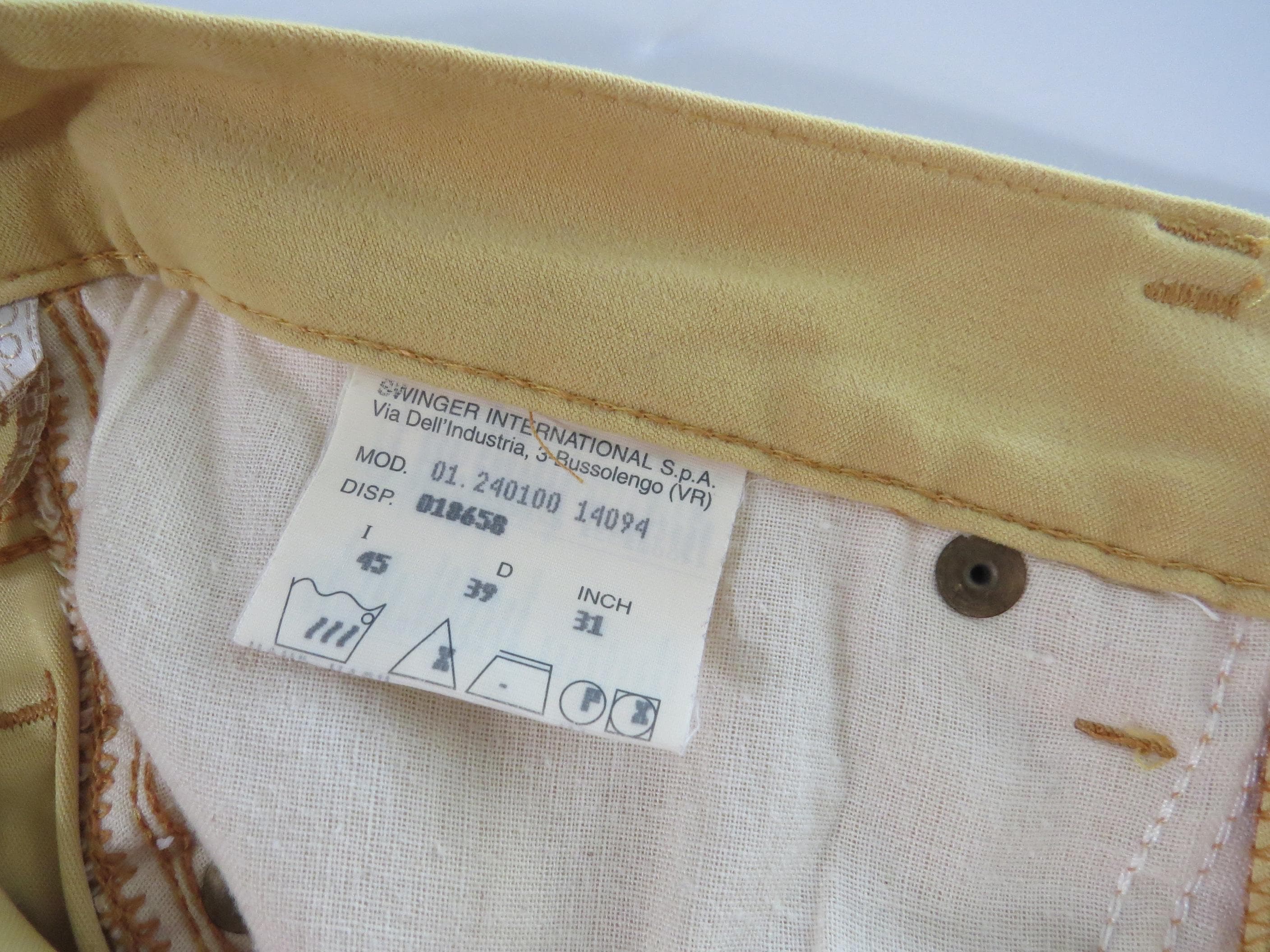 Rare 90s Vintage Roccobarocco Jeans, Italian Mustard Yellow High-Waisted Denim, Made in Italy - Thumbnail 6