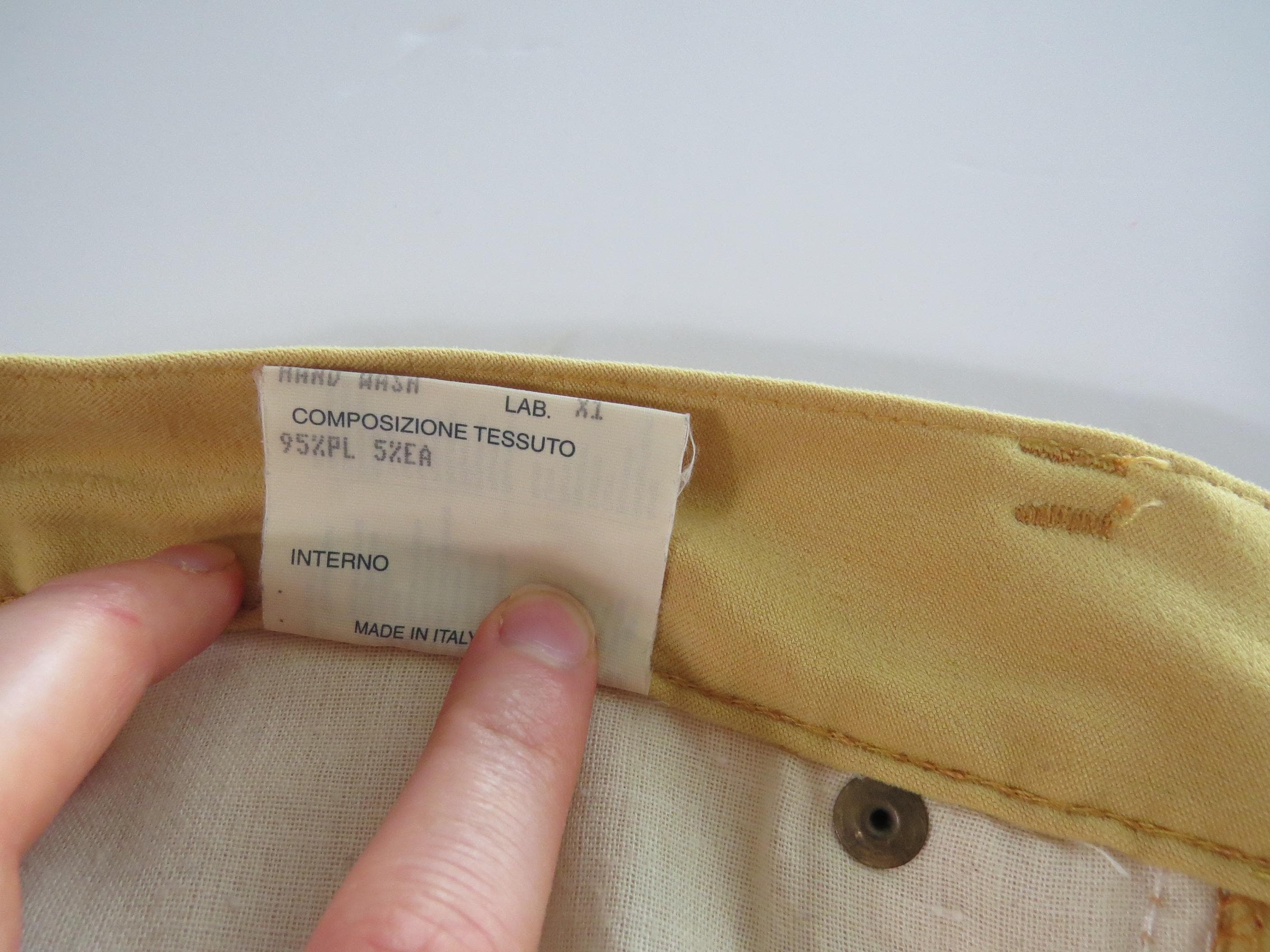 Rare 90s Vintage Roccobarocco Jeans, Italian Mustard Yellow High-Waisted Denim, Made in Italy - Thumbnail 5