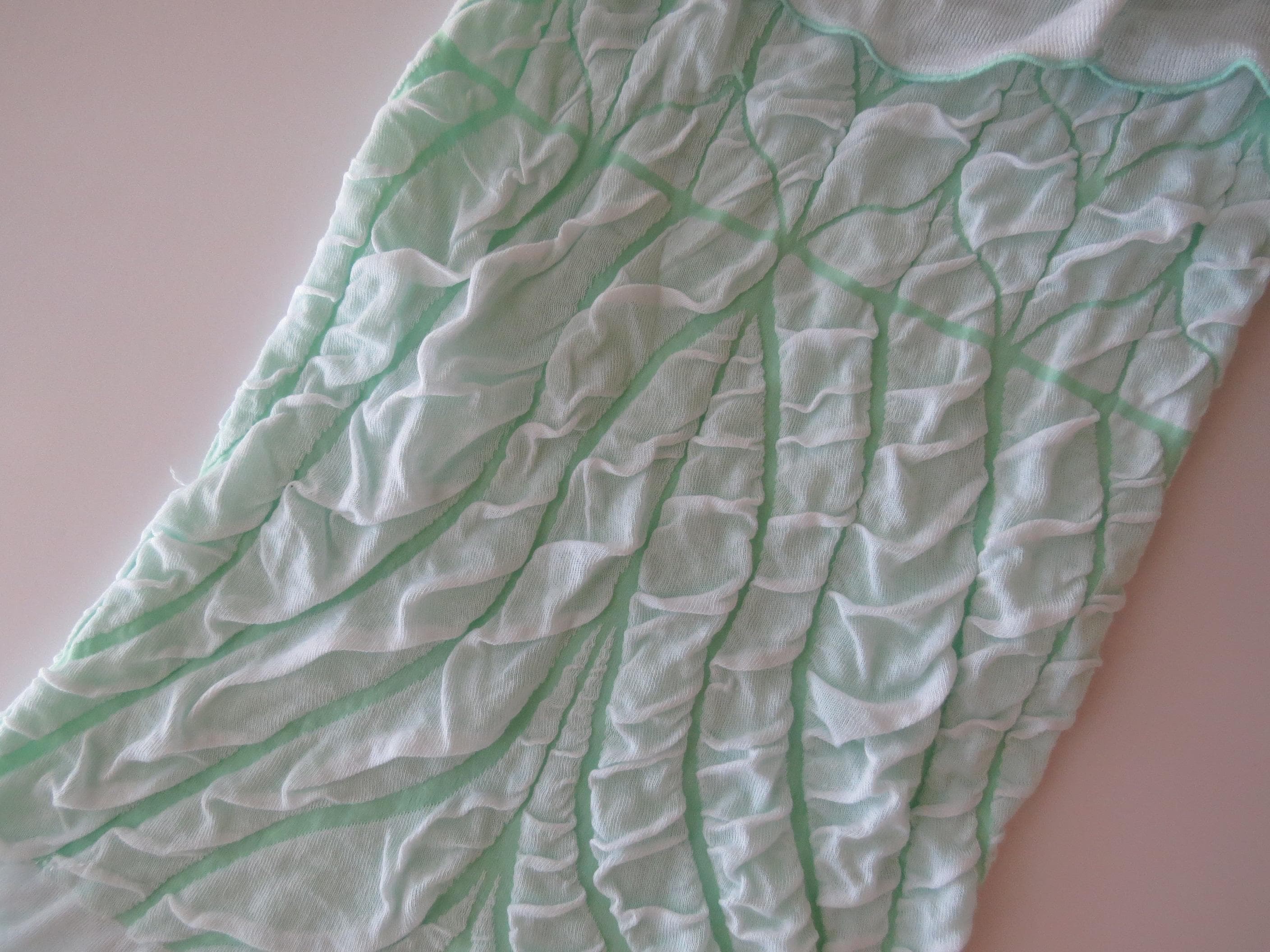 Vintage Italian 00s Ruffle Pastel Mint Cami Top, Philippe Matignon Designer, Textured Cami - Thumbnail 3