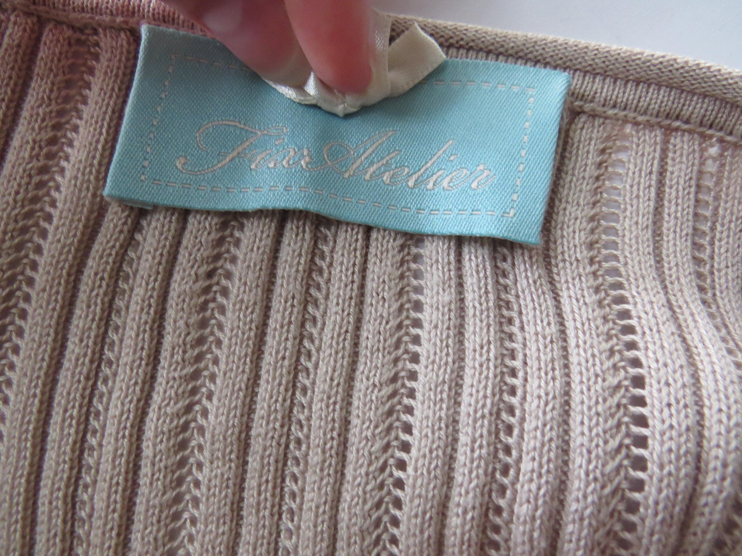 Vintage 2000s Fiore Atelier Ribbed Knit Camisole, Italian 00s, Camel Brown/Tan, Butterfly Applique - Thumbnail 4