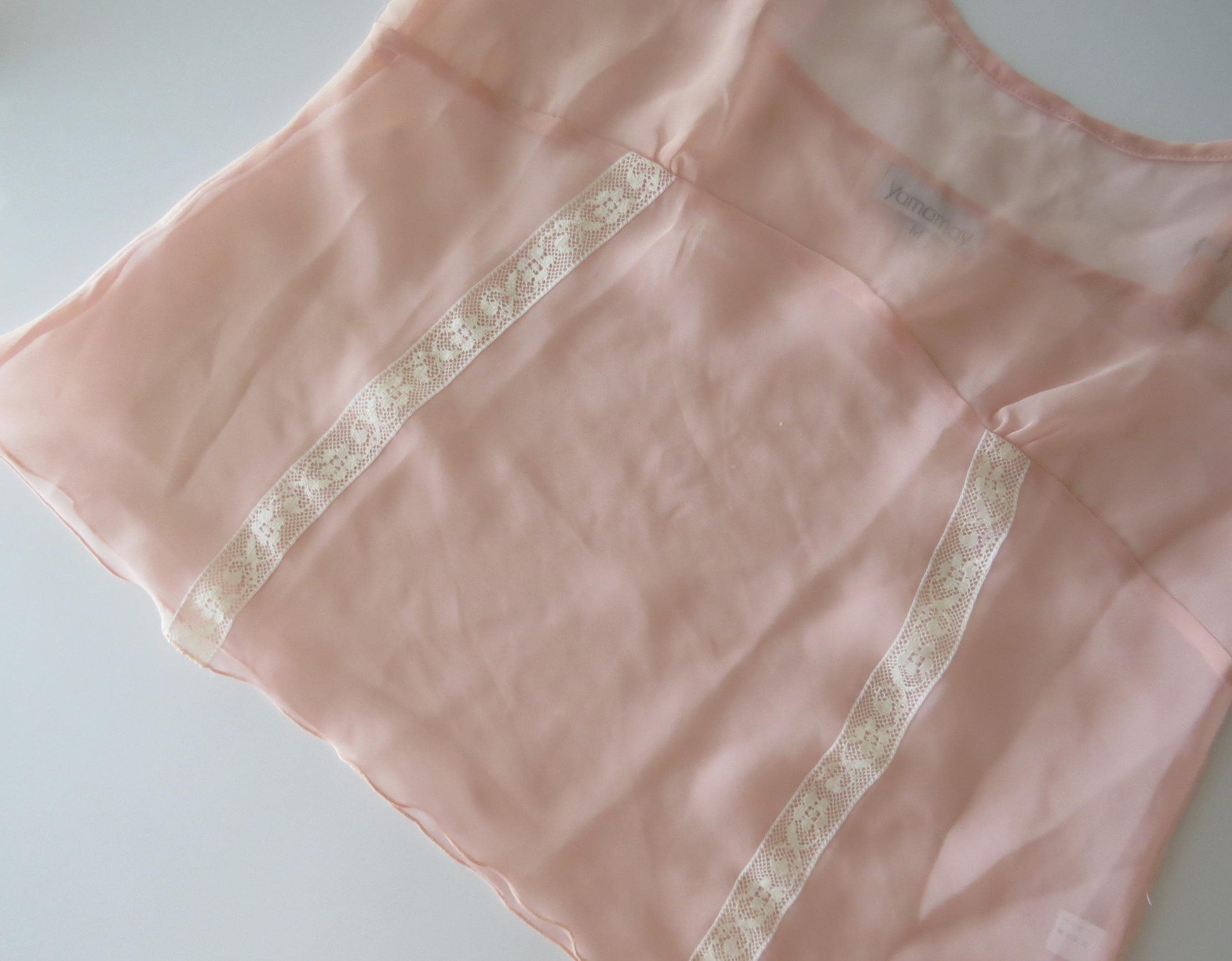 00s Italian Vintage Pink Mesh Lace Camisole + Shorts Matching Set Yamayay - Thumbnail 9