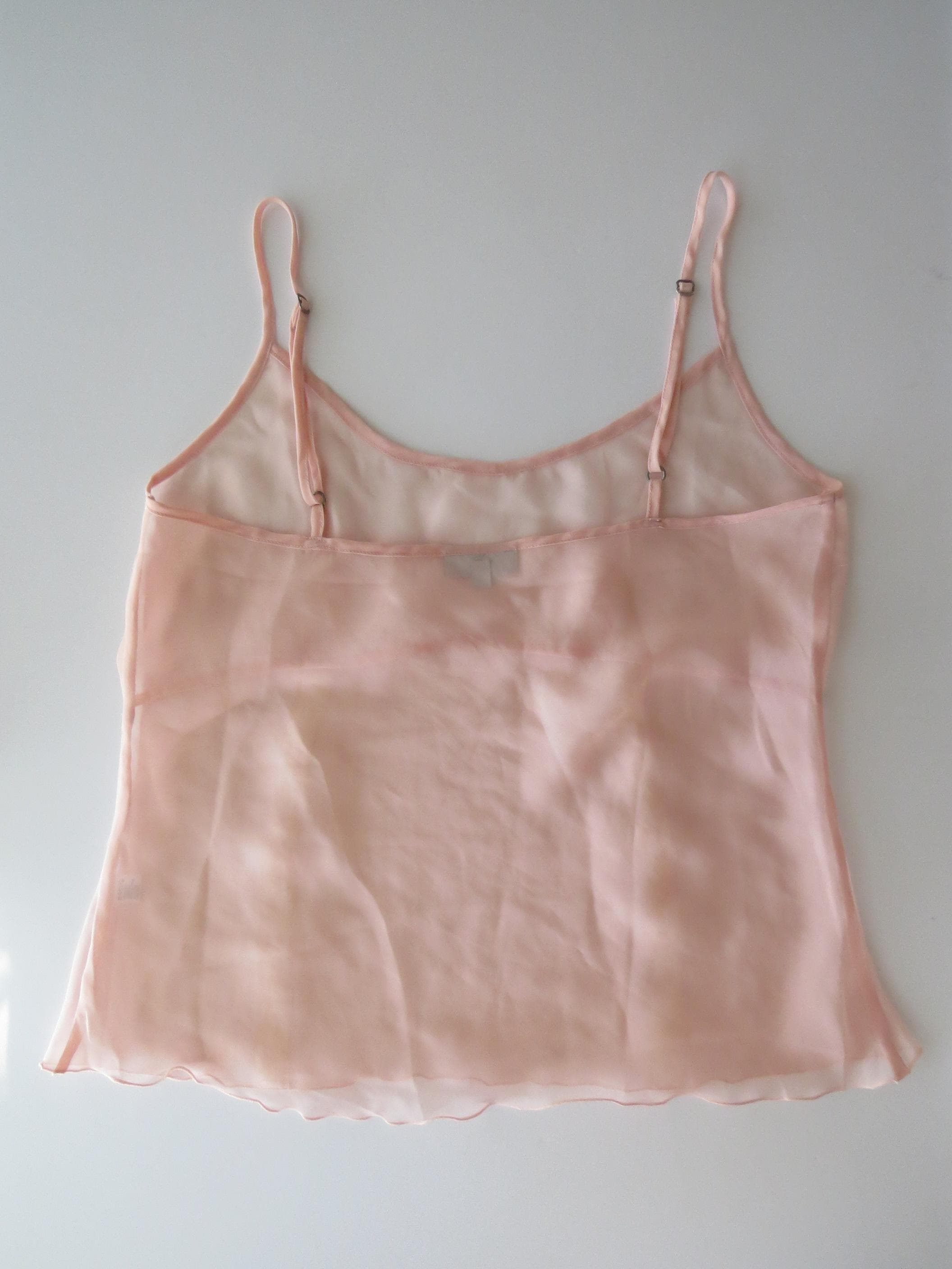 00s Italian Vintage Pink Mesh Lace Camisole + Shorts Matching Set Yamayay - Thumbnail 8