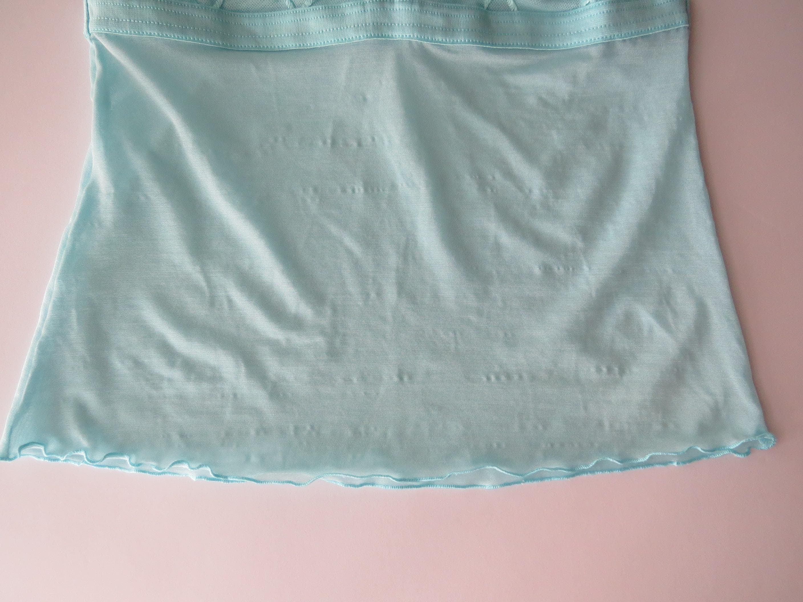 Vintage Italian Intimissimi Pastel Blue / Cornflower Blue Cami, Embroidery Details, 2000s - Thumbnail 3