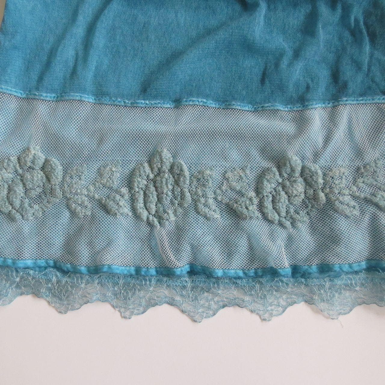 Vintage 90s Vintage Bottega Veneta SS04 Italian Mesh Lace Blue Dress - Tomas Maier Era - Thumbnail 3