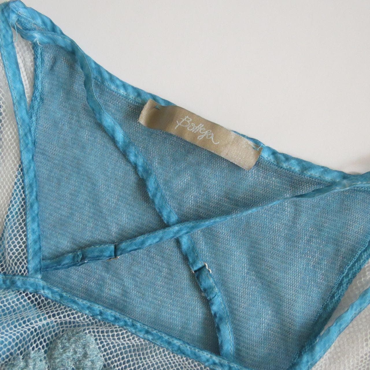 Vintage 90s Vintage Bottega Veneta SS04 Italian Mesh Lace Blue Dress - Tomas Maier Era - Thumbnail 2