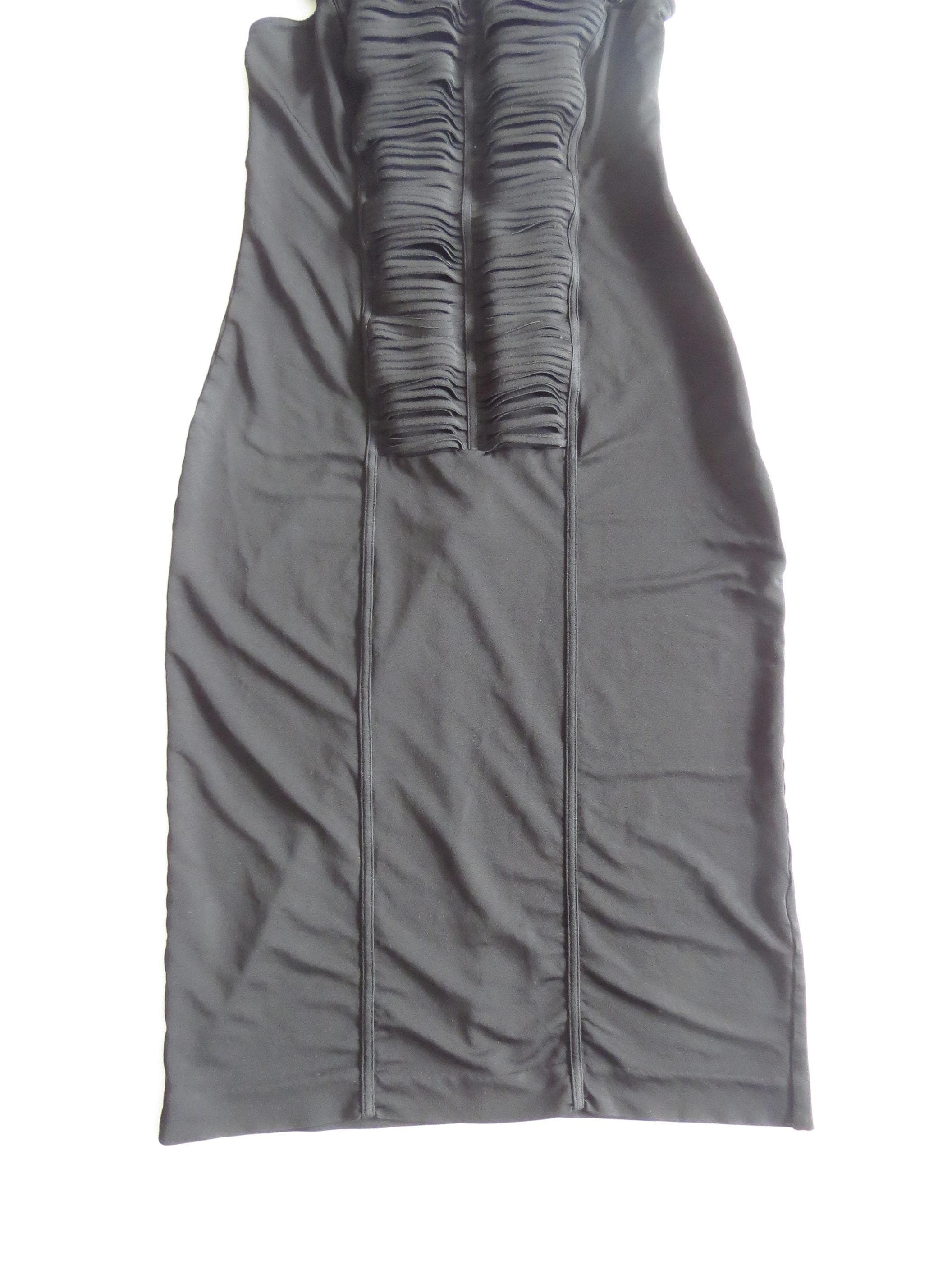 Italian Vintage La Perla 90s Little Black Dress, Sculptural Ladder-Cutout Detailing, Body Con - Thumbnail 3