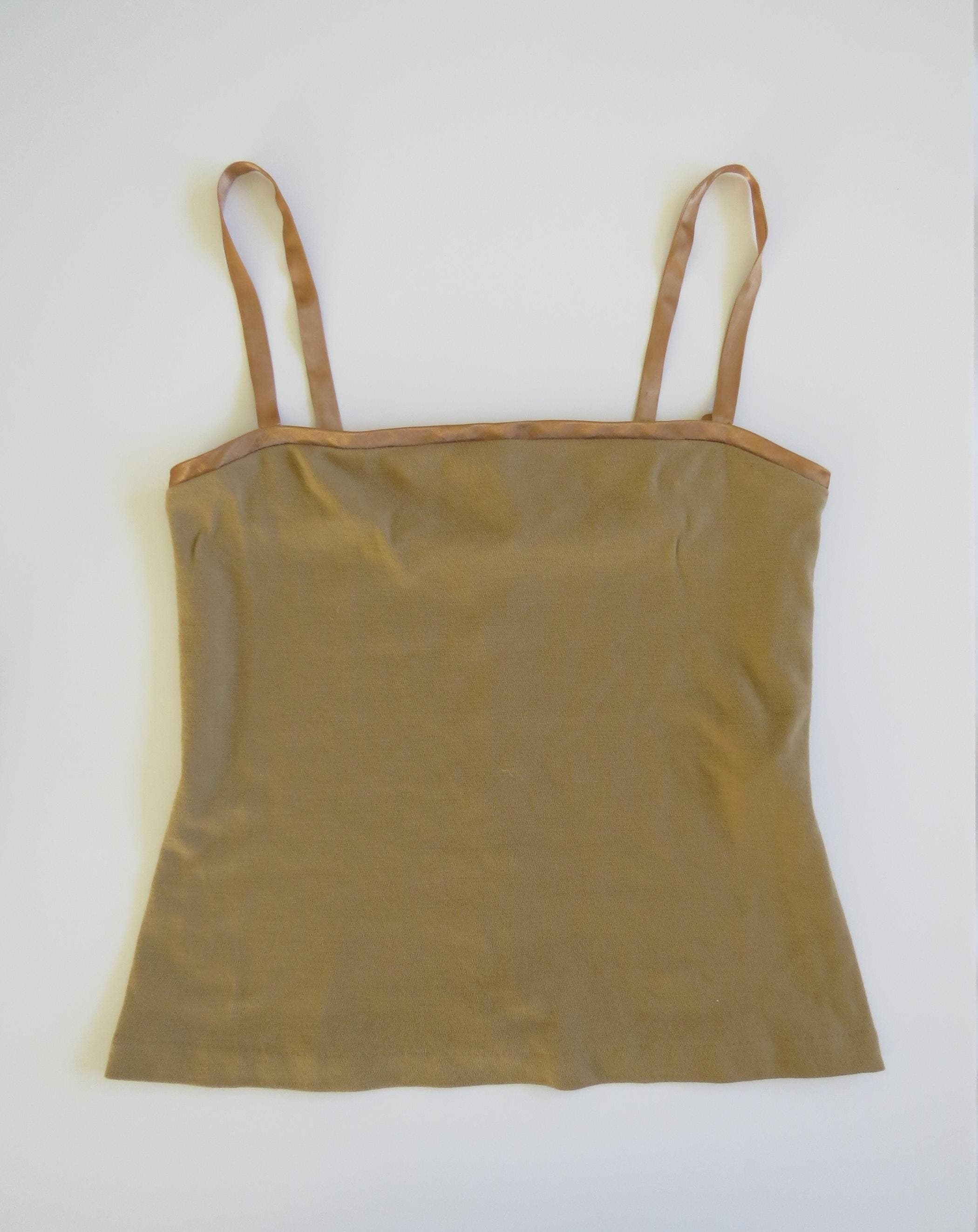 Italian Vintage Alessandro Dell'Acqua 100% Wool Camisole, Minimalist 90s, Camel Brown