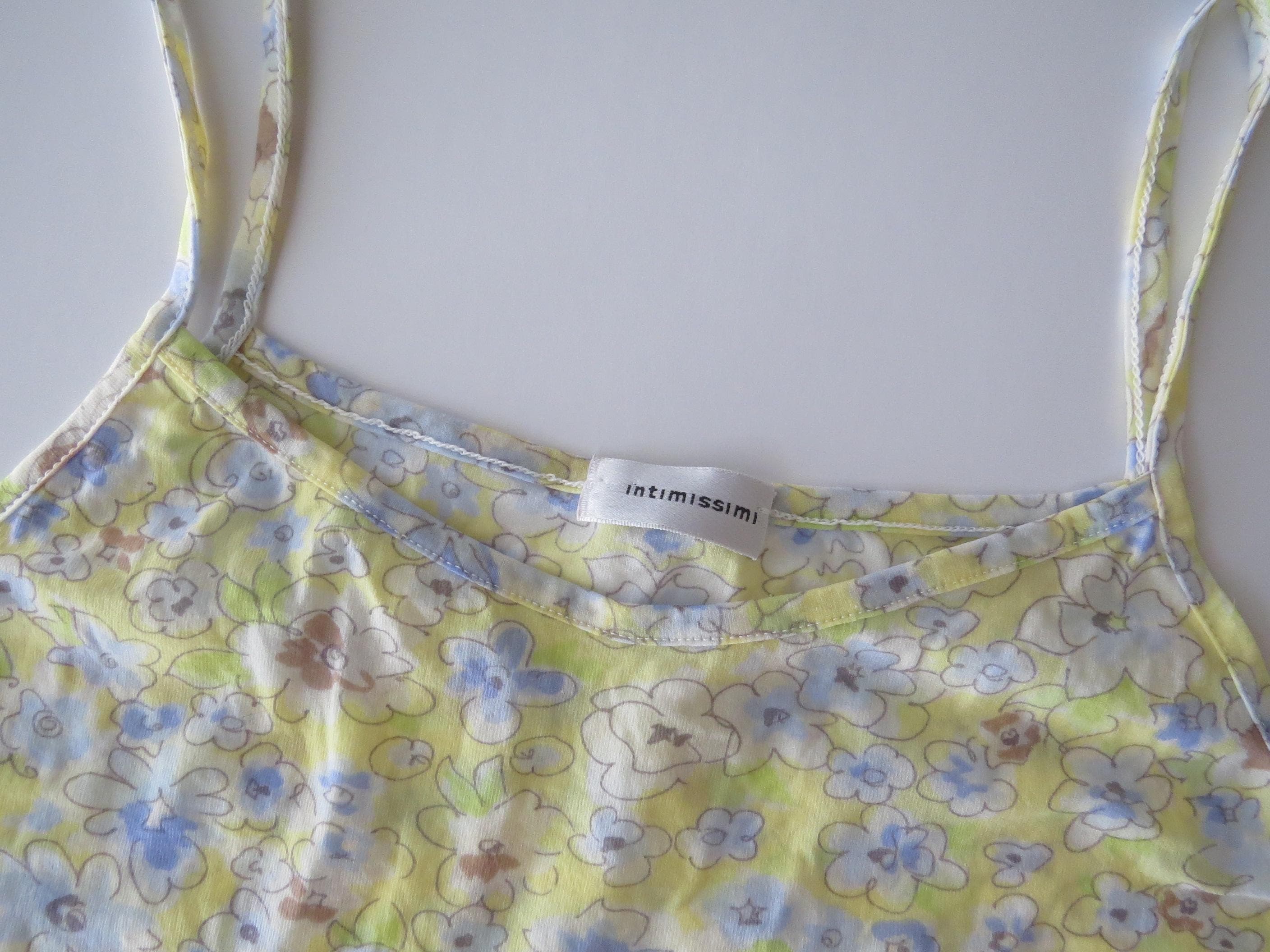 Vintage Italian Mesh Matching Cami + Bra Set - 2000s Intimissimi Floral Butter Yellow - Thumbnail 6