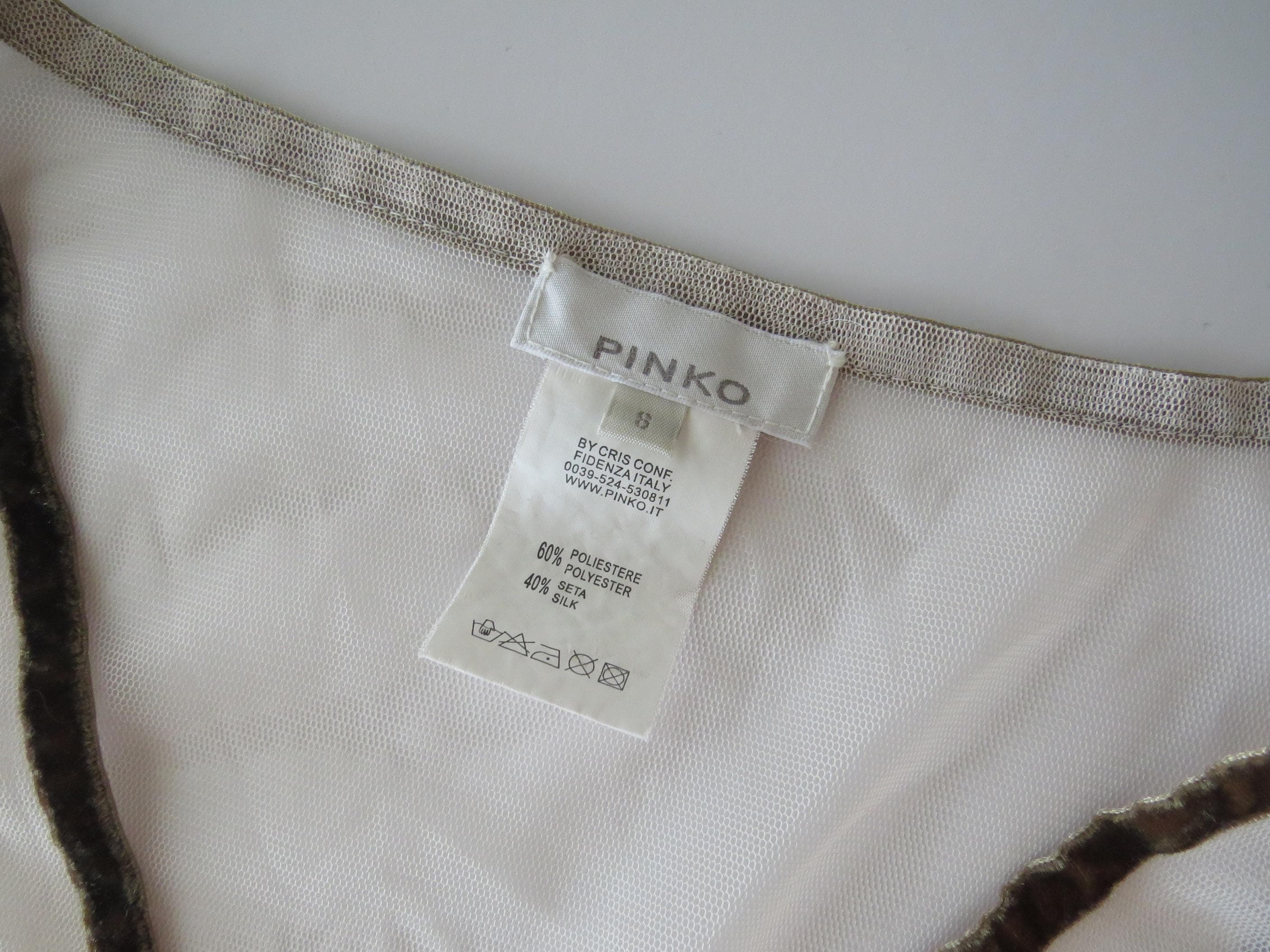 Vintage Pinko Italian 90s Silk Blend Embroidered Camisole, Beaded Mesh, Velvet, Made in Italy - Thumbnail 4
