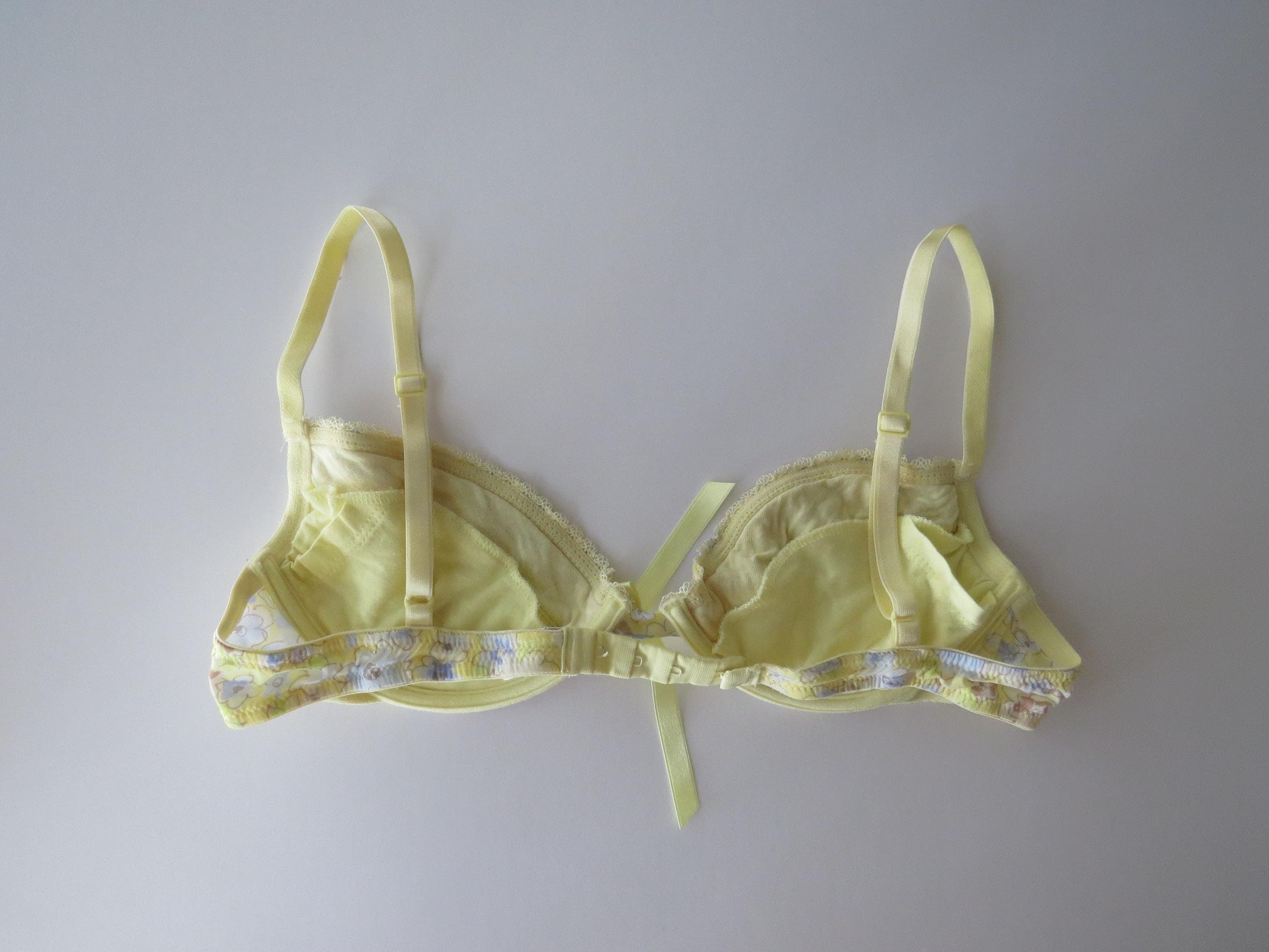 Vintage Italian Mesh Matching Cami + Bra Set - 2000s Intimissimi Floral Butter Yellow - Thumbnail 7