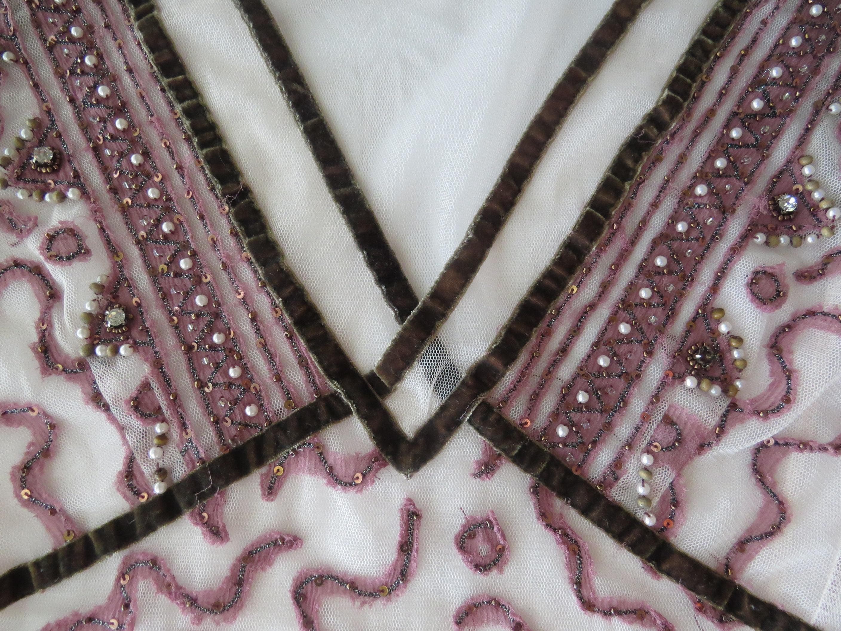 Vintage Pinko Italian 90s Silk Blend Embroidered Camisole, Beaded Mesh, Velvet, Made in Italy - Thumbnail 6
