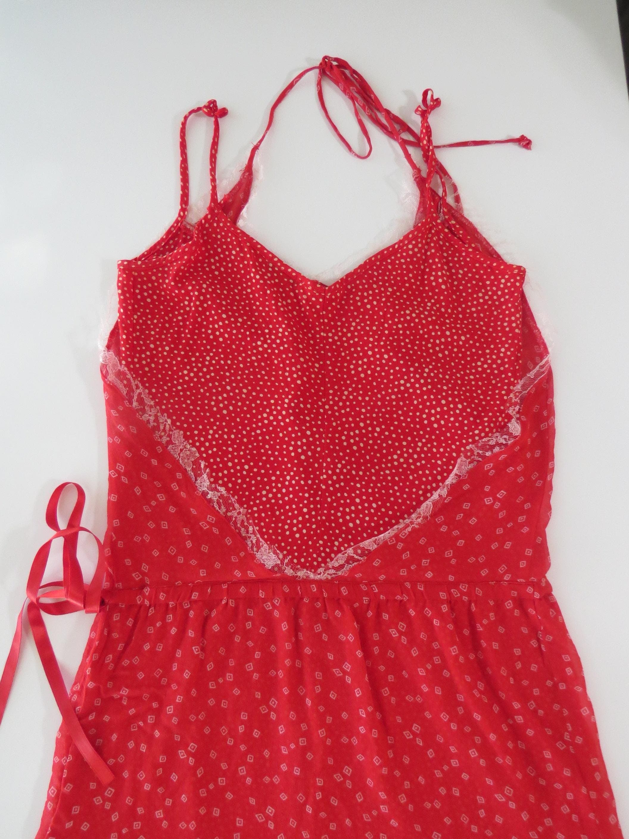 Vintage Italian Silk Lace Trim Wrap Cami Chemise Top United Colors of Benetton - Thumbnail 8