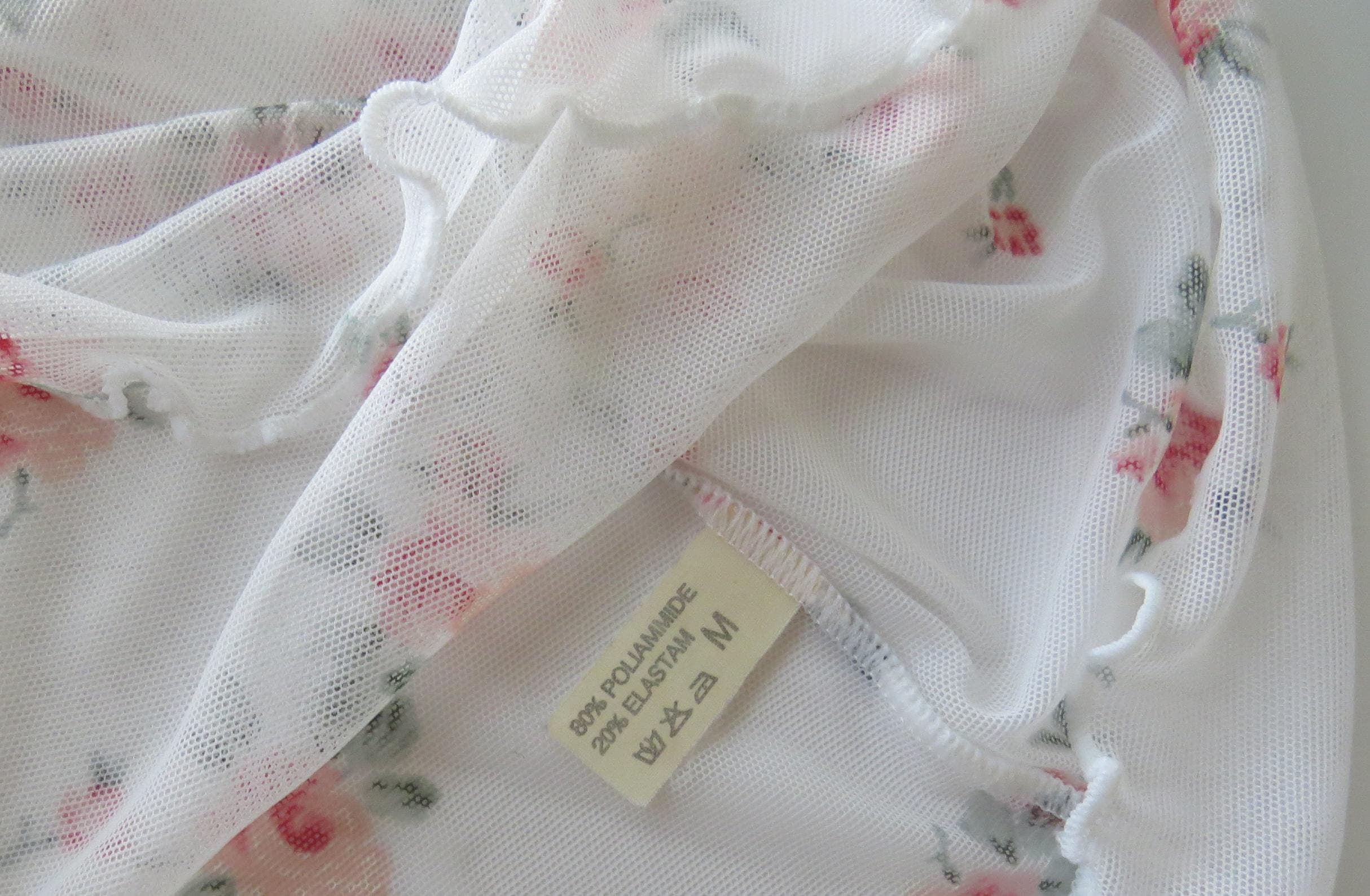 Vintage Italian Mesh Floral Sheer Cami, 2000s Lettuce Edge Hem Tank Top - Thumbnail 4