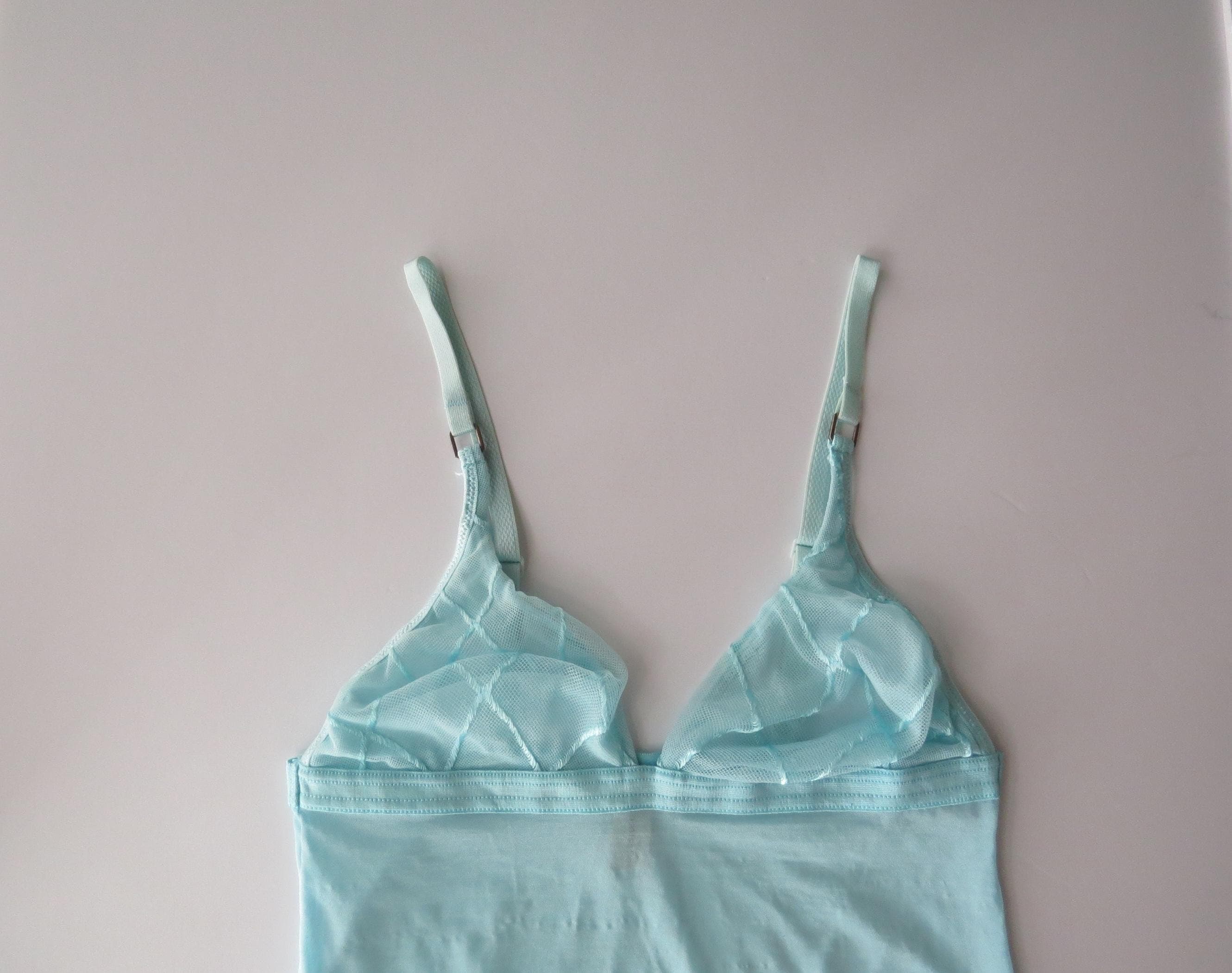 Vintage Italian Intimissimi Pastel Blue / Cornflower Blue Cami, Embroidery Details, 2000s - Thumbnail 2