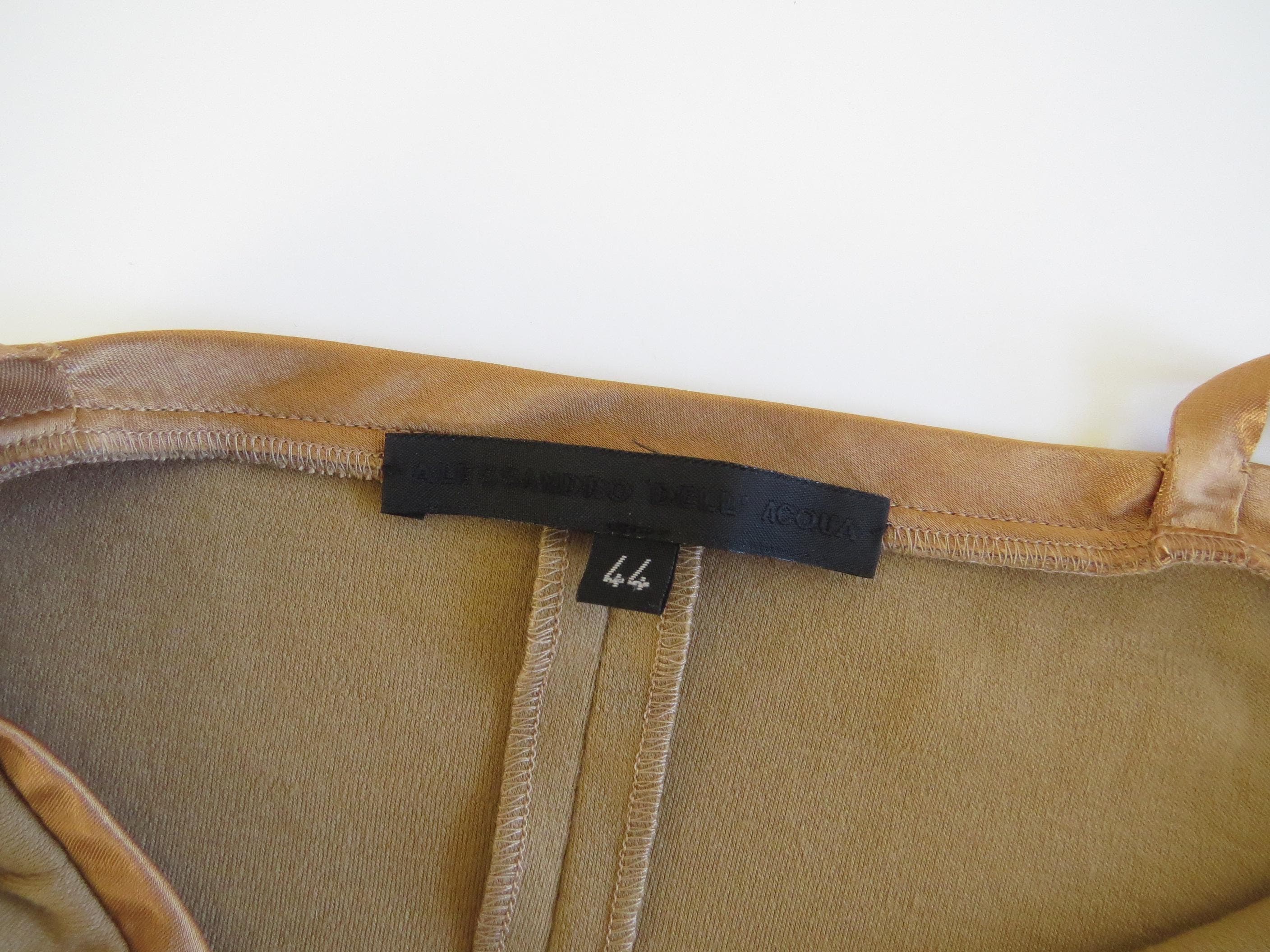 Italian Vintage Alessandro Dell'Acqua 100% Wool Camisole, Minimalist 90s, Camel Brown - Thumbnail 5