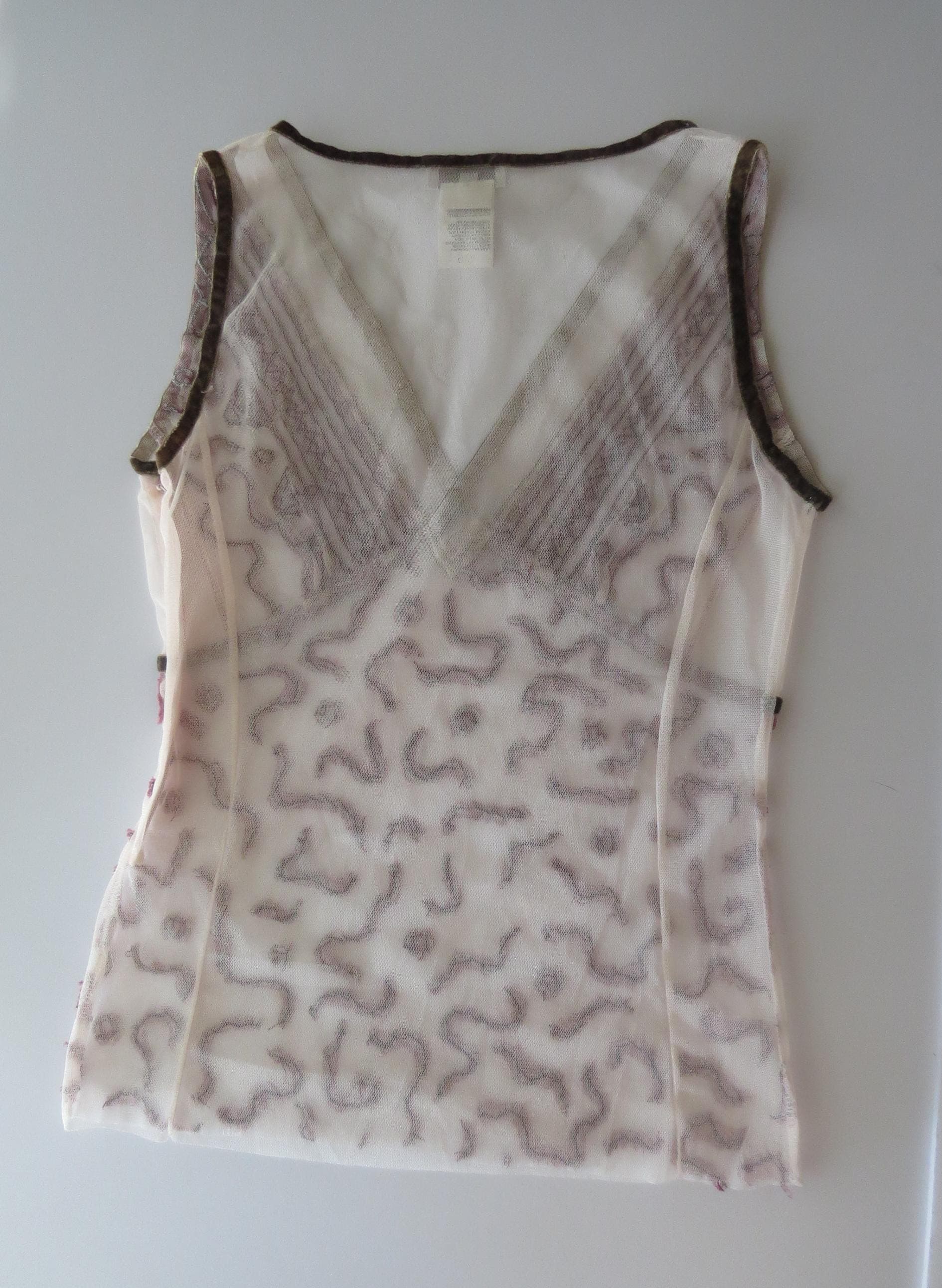 Vintage Pinko Italian 90s Silk Blend Embroidered Camisole, Beaded Mesh, Velvet, Made in Italy - Thumbnail 7