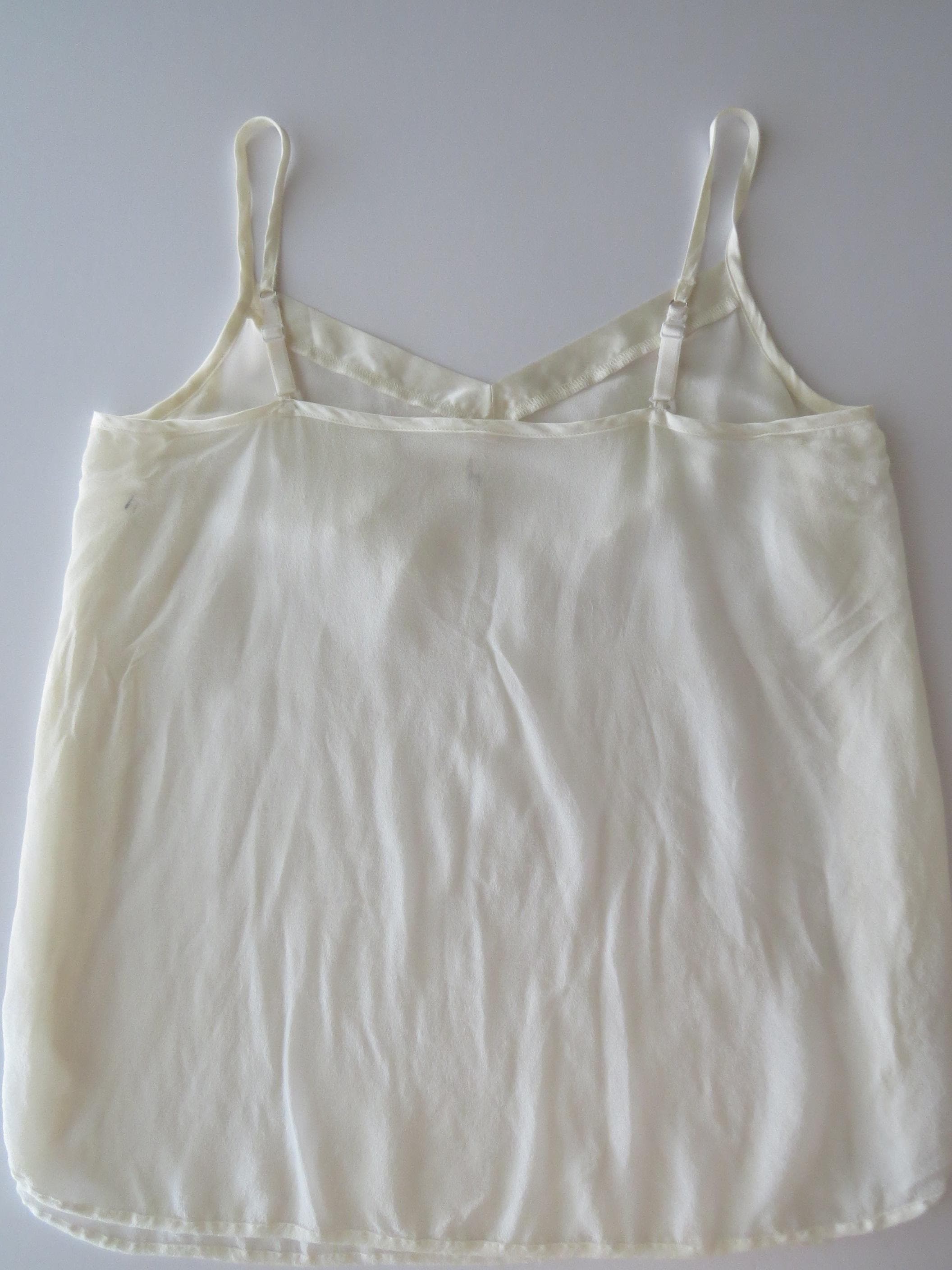Vintage Italian Intimissimi 100% Silk Crepe Embroidered Floral Lace Applique Cream Cami, Cascade Draping - Thumbnail 5