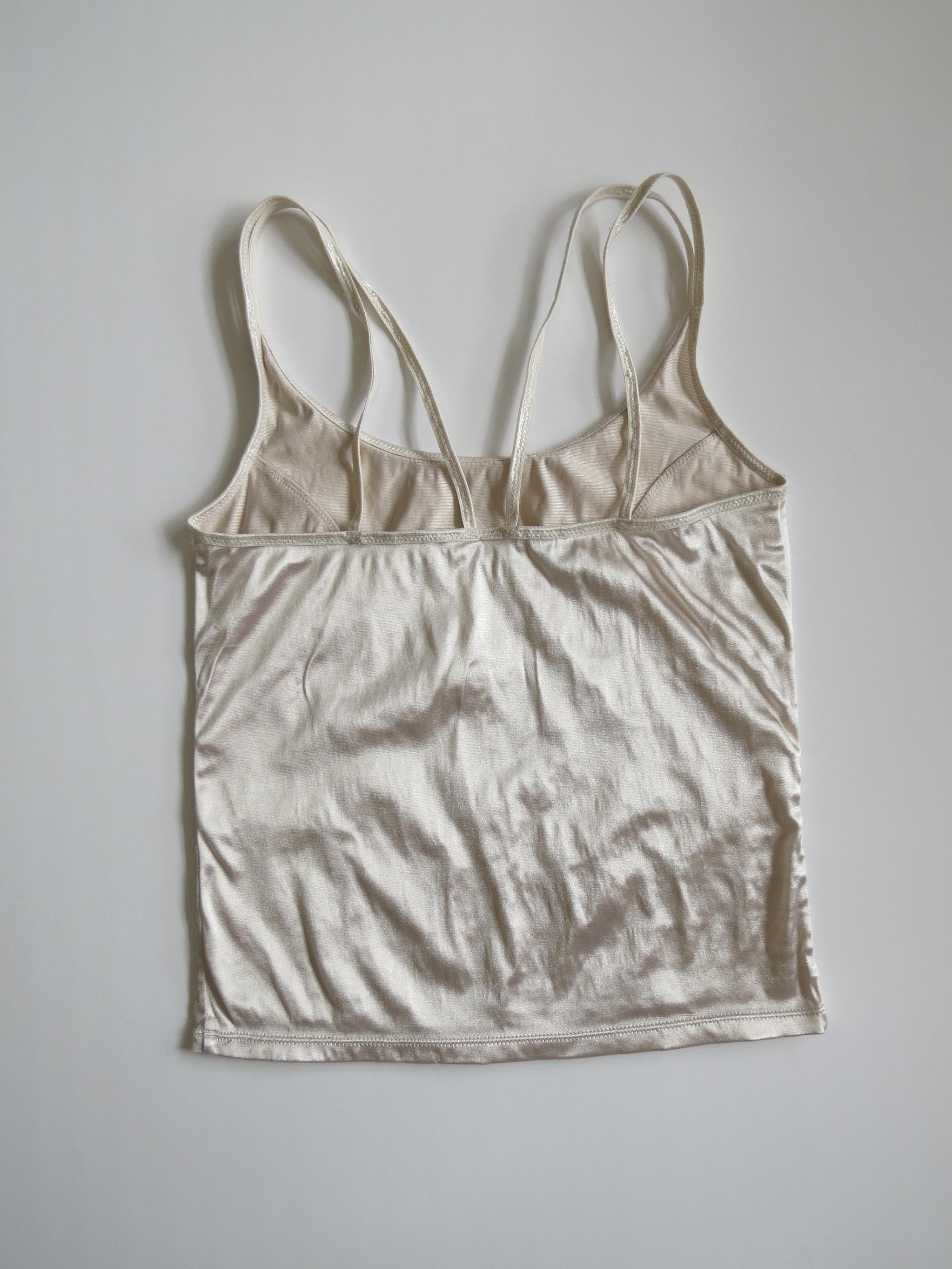 Vintage 90s / 00s Champagne Gold Yamamay Camisole, Quad Straps, Paneling, High Shine, Corset Style - Thumbnail 3