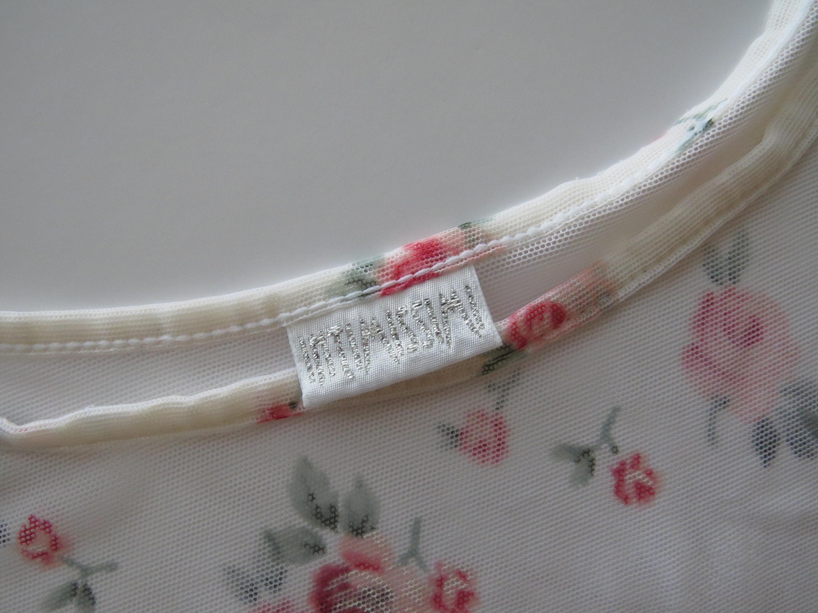 Vintage Italian Mesh Floral Sheer Cami, 2000s Lettuce Edge Hem Tank Top - Thumbnail 2