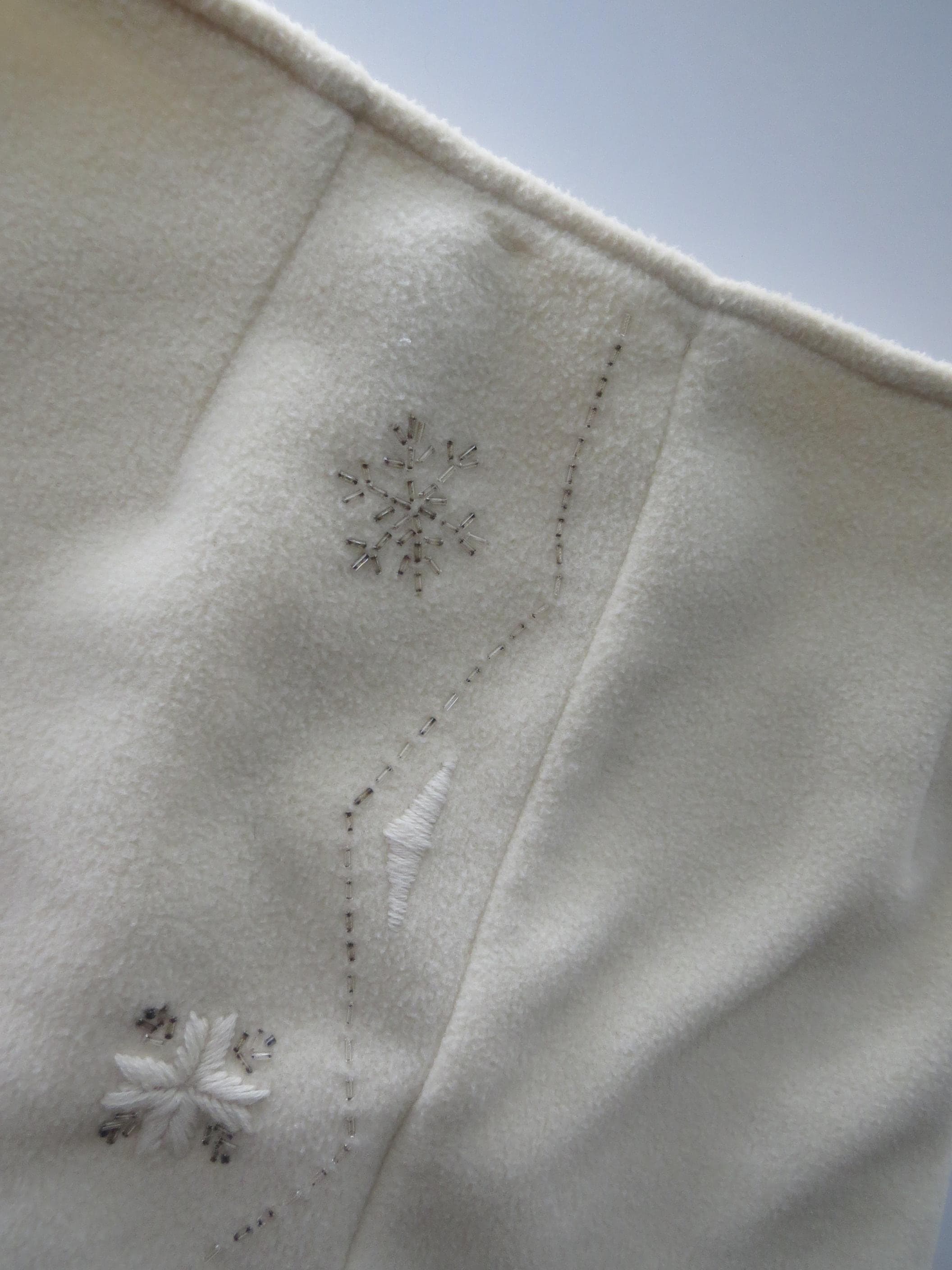 90s Vintage Roccobarocco Jeans Italian Fleece Beaded Skirt with Snowflake Embroidery, Made in Italy - Thumbnail 5
