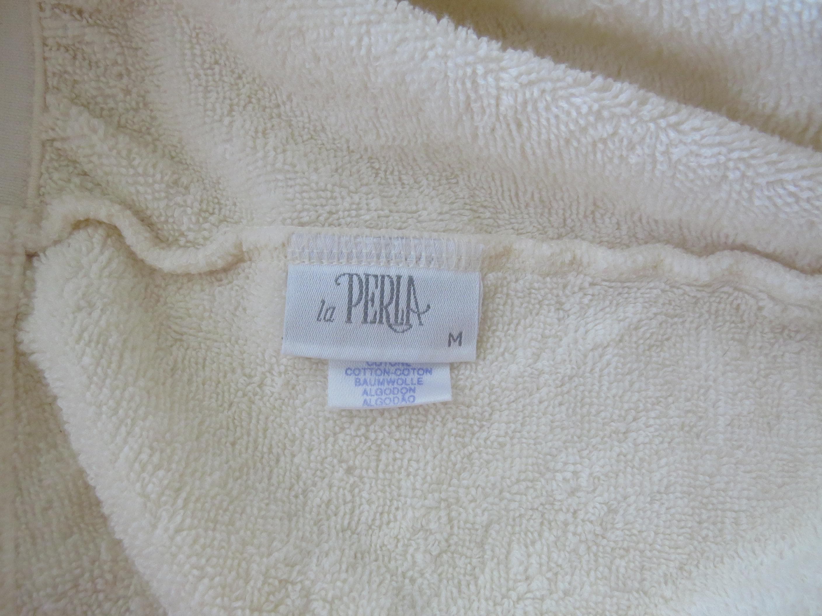 90s La Perla Vintage Italian Cream Off-White Cotton Terry Cloth Wrap Skirt - Luxury Beachwear - Thumbnail 6