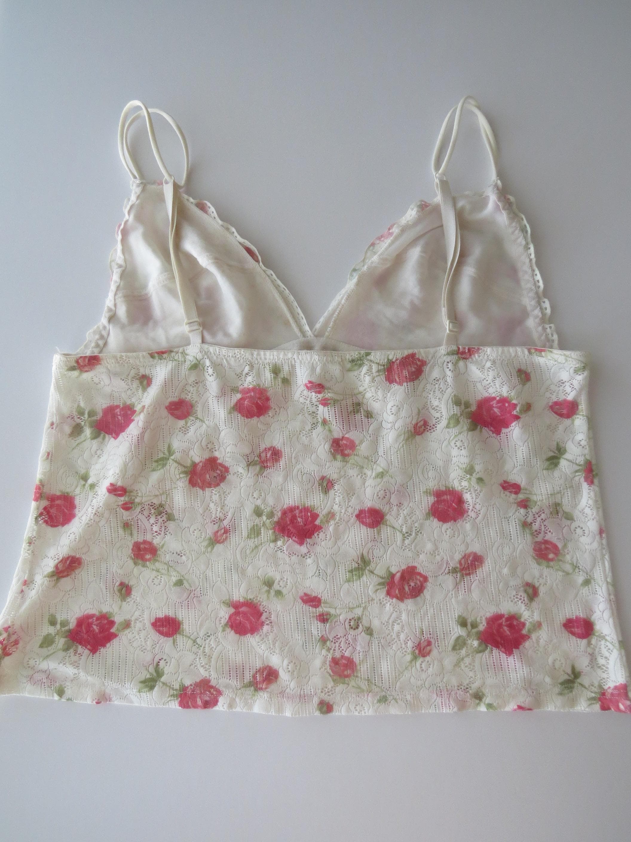Vintage Italian Intimissimi Rosebud Floral Lace/Mesh Camisole Top 2000s, late 90s - Thumbnail 5