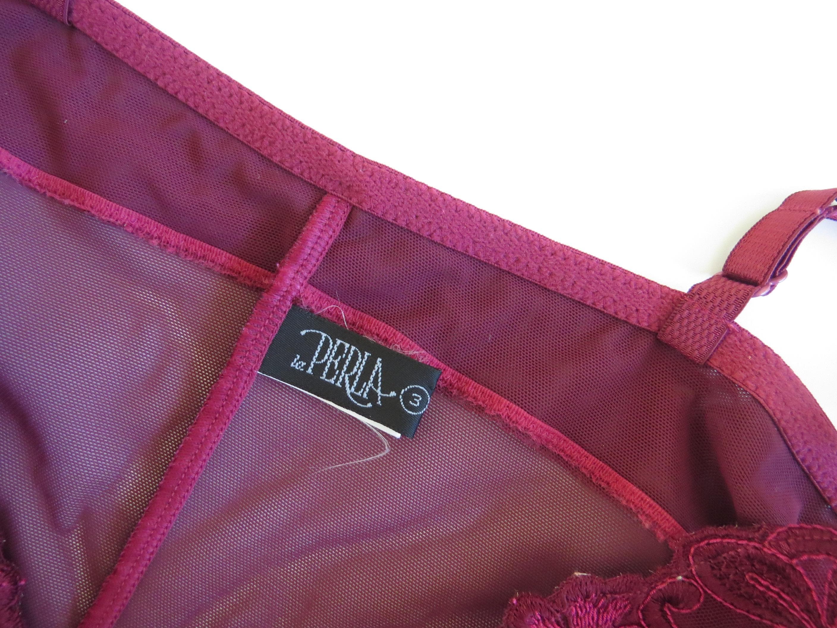 Vintage Italian La Perla Black Label Mesh Slip Dress/Chemise Deep burgundy/Wine Red - Thumbnail 4