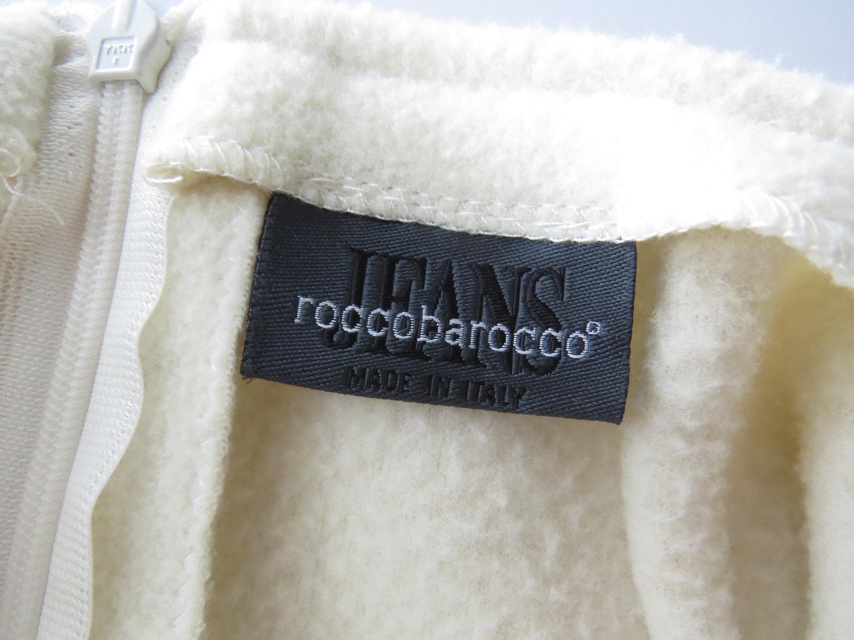 90s Vintage Roccobarocco Jeans Italian Fleece Beaded Skirt with Snowflake Embroidery, Made in Italy - Thumbnail 3