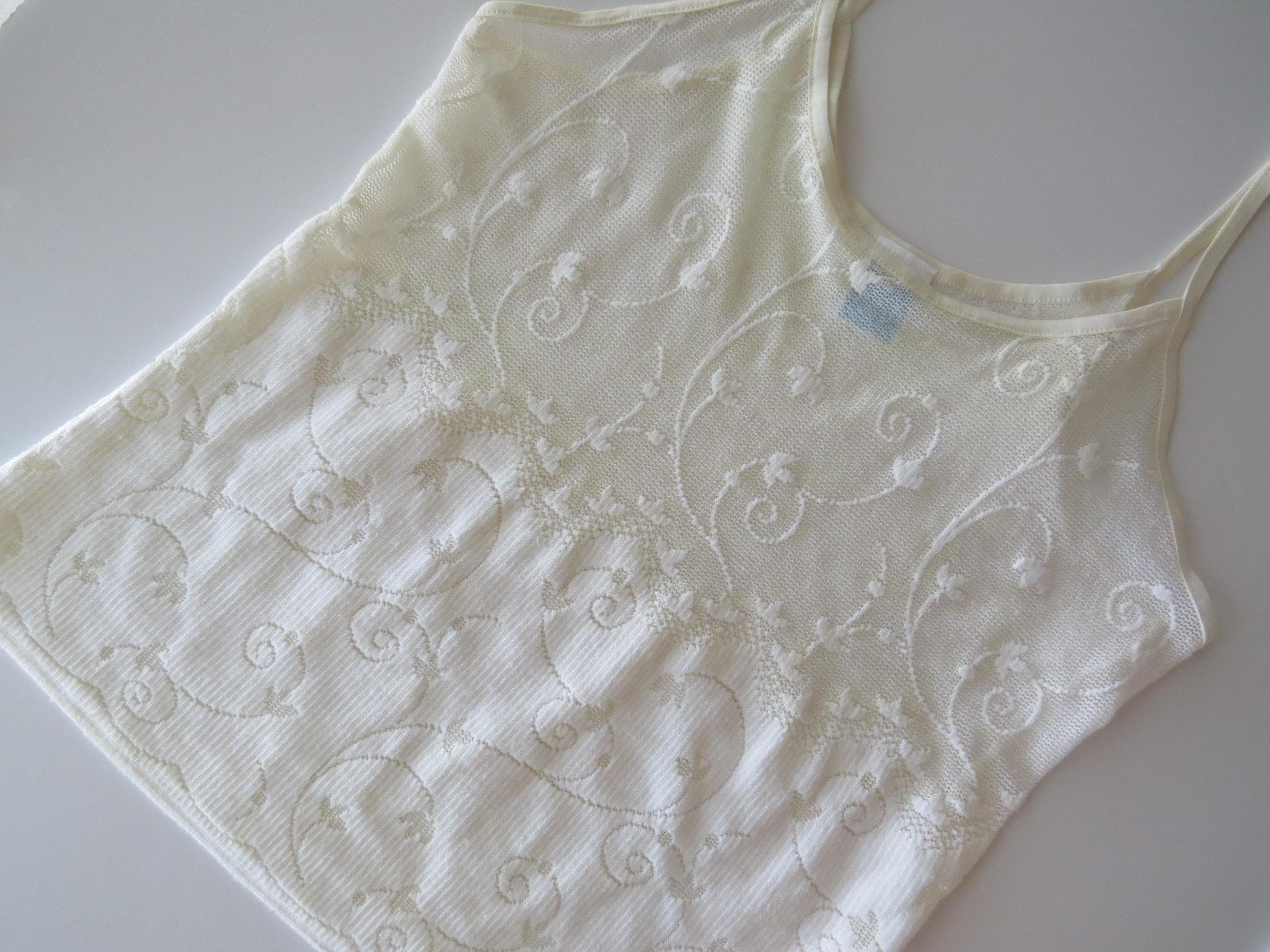90s Vintage Italian Cream Embroidered Camisole, Infil, Made in Italy - Thumbnail 2
