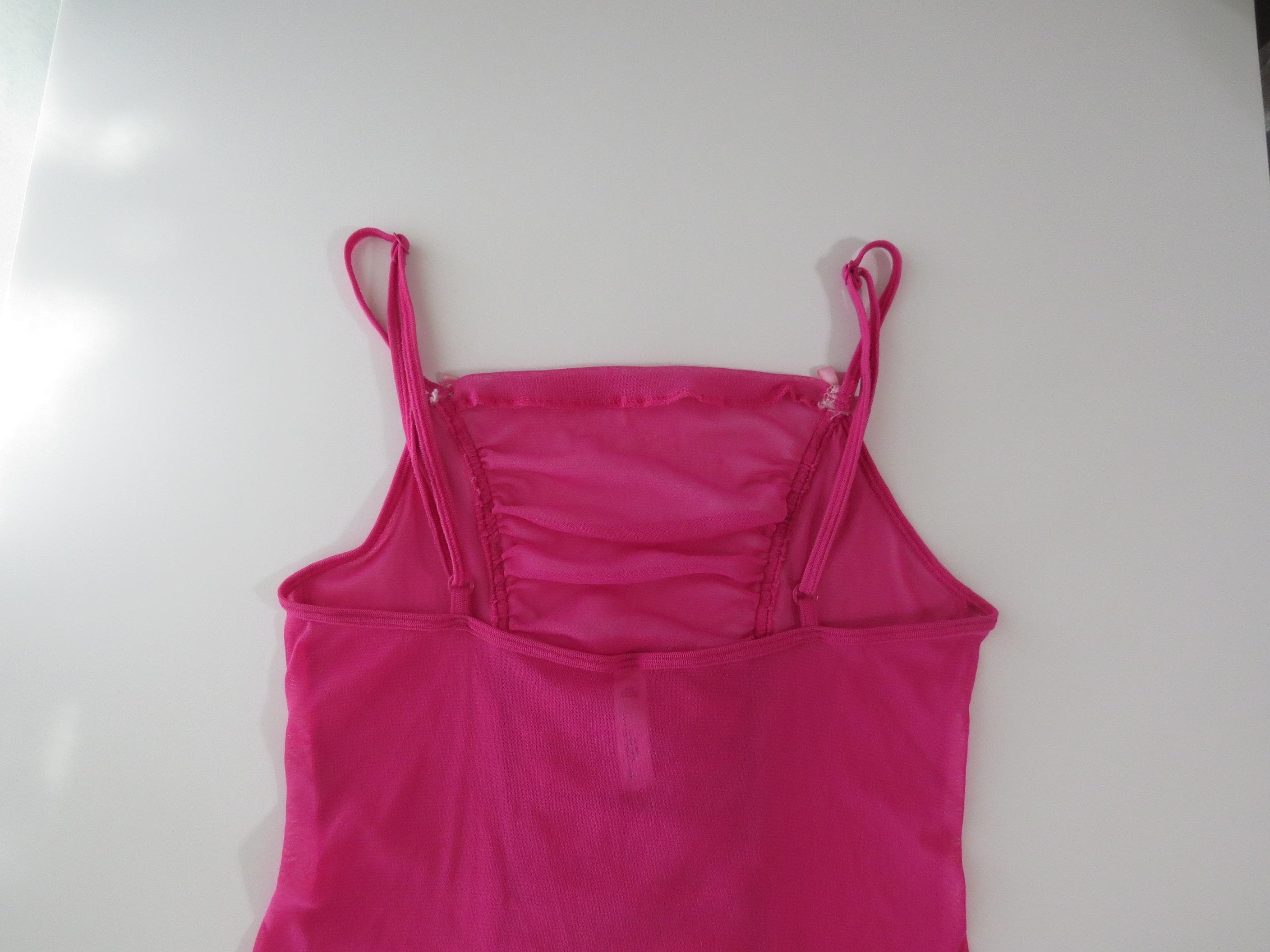 Vintage Victoria's Secret Pink Mesh Ruched Cami Top w/ Baby Pink Bows - Thumbnail 4