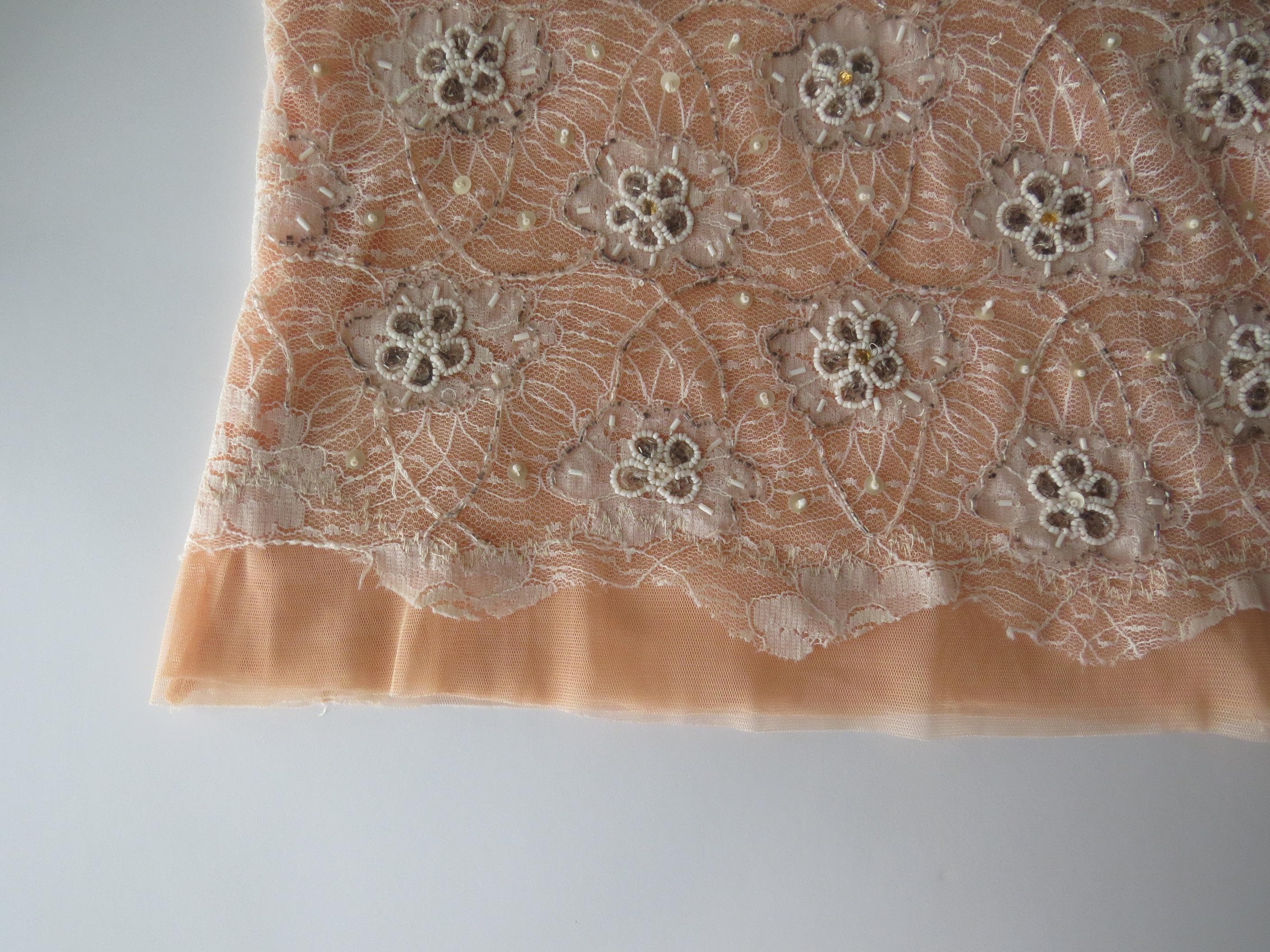 90s Vintage Italian Beaded Peach Lace Embroidered Camisole Motivi - Thumbnail 6