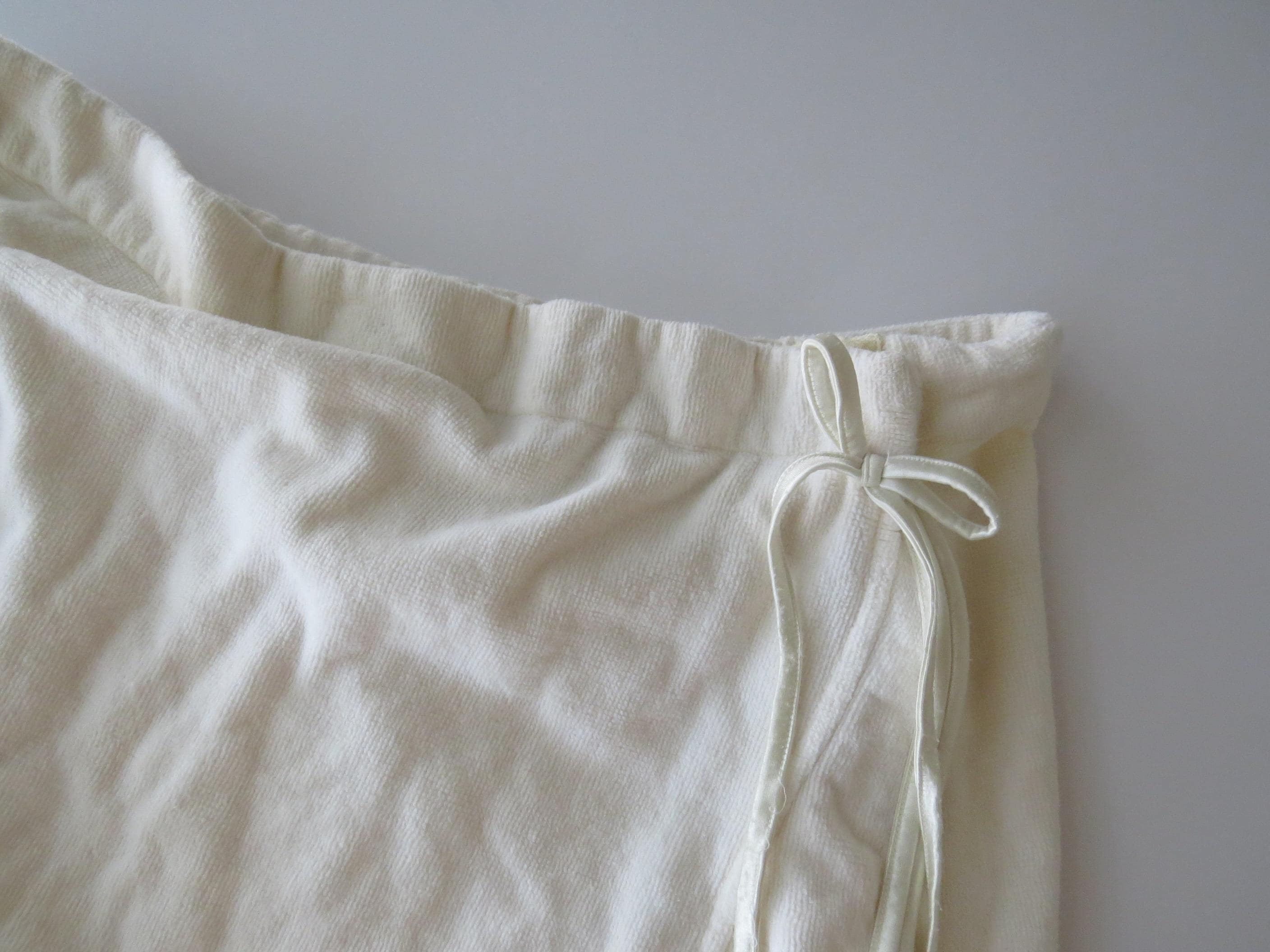 90s La Perla Vintage Italian Cream Off-White Cotton Terry Cloth Wrap Skirt - Luxury Beachwear - Thumbnail 4