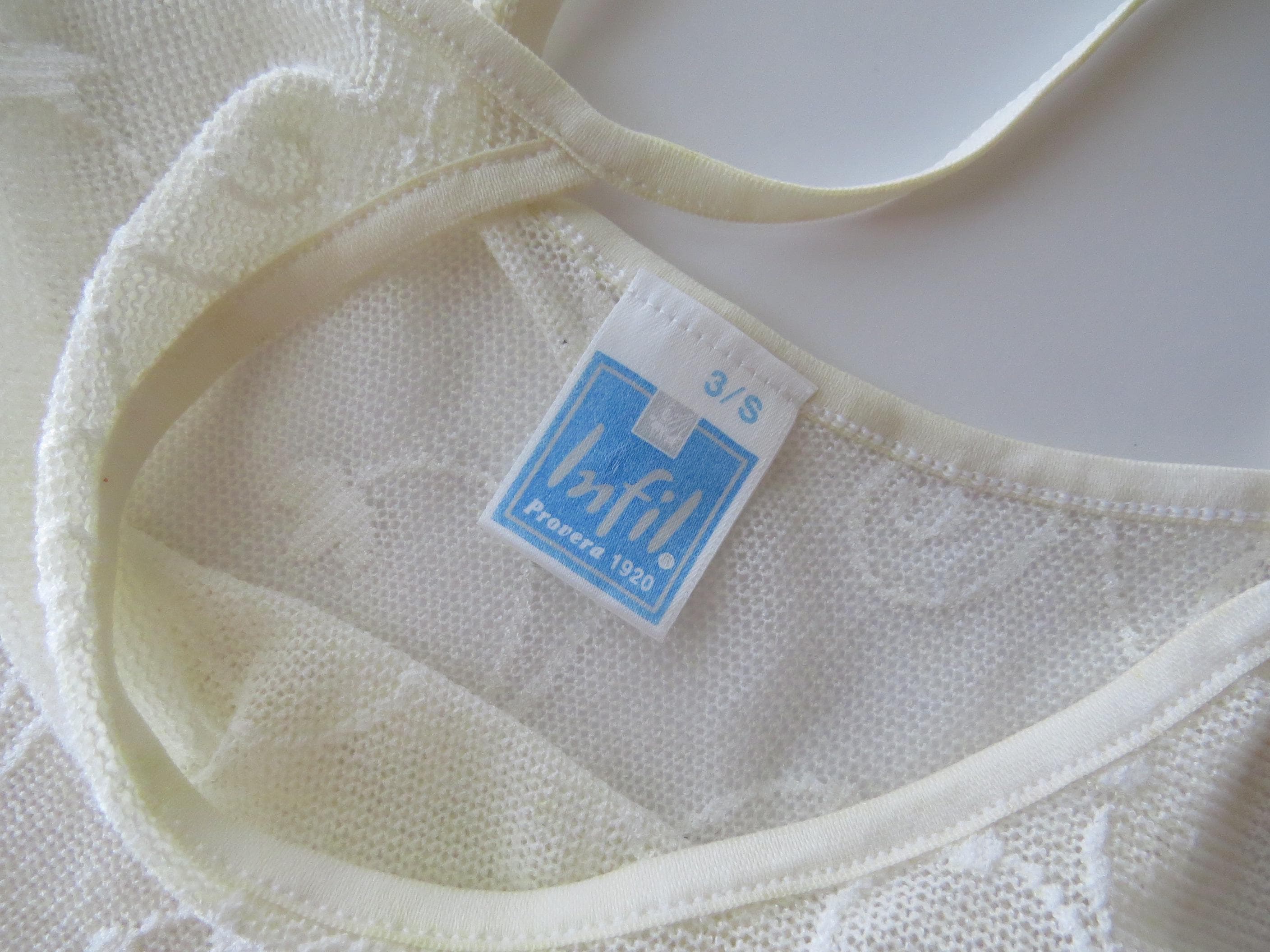 90s Vintage Italian Cream Embroidered Camisole, Infil, Made in Italy - Thumbnail 3
