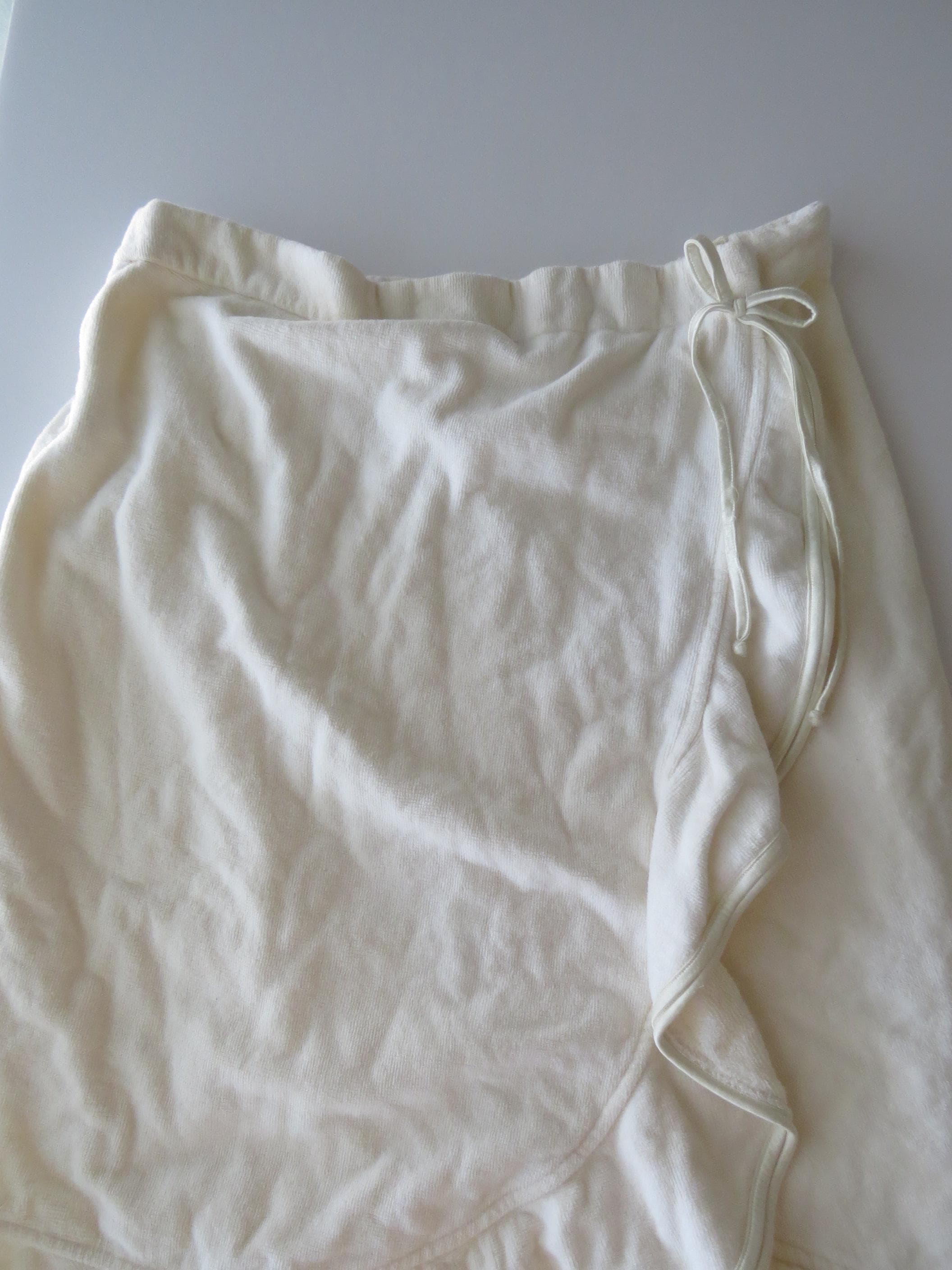 90s La Perla Vintage Italian Cream Off-White Cotton Terry Cloth Wrap Skirt - Luxury Beachwear - Thumbnail 2