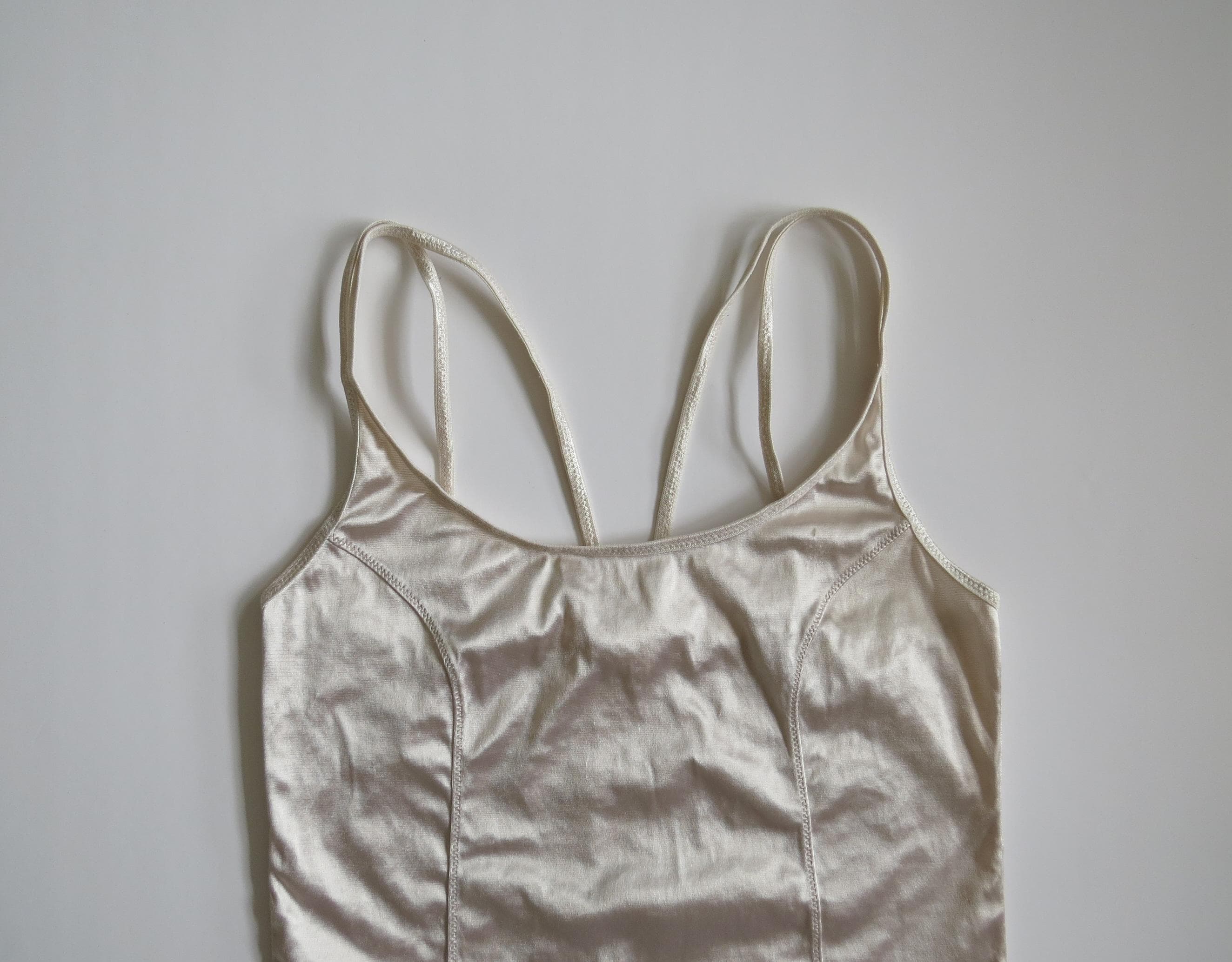 Vintage 90s / 00s Champagne Gold Yamamay Camisole, Quad Straps, Paneling, High Shine, Corset Style - Thumbnail 4