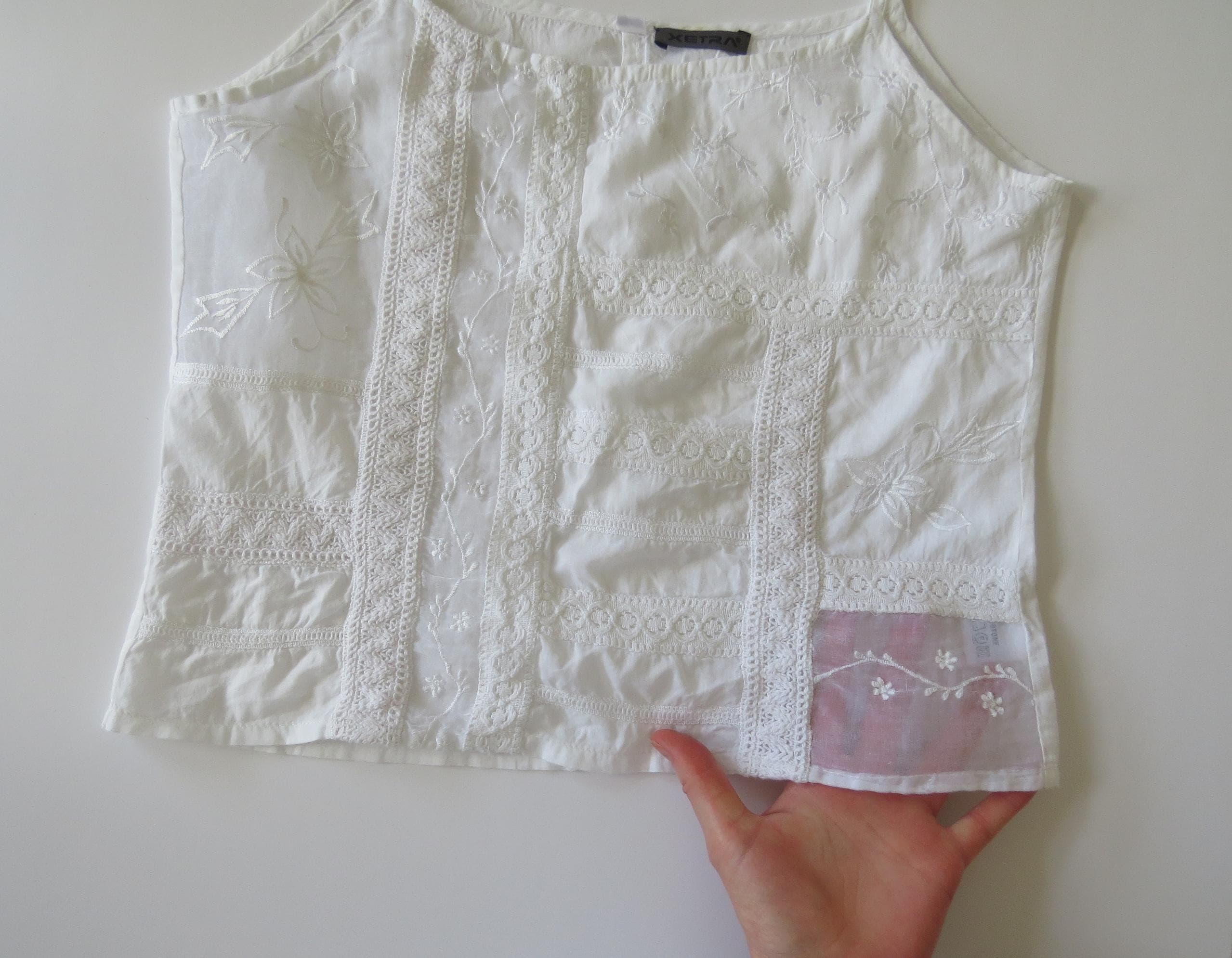 Vintage Italian XTRA Camisole, Romantic White Collection, 90s Embroidery Detail