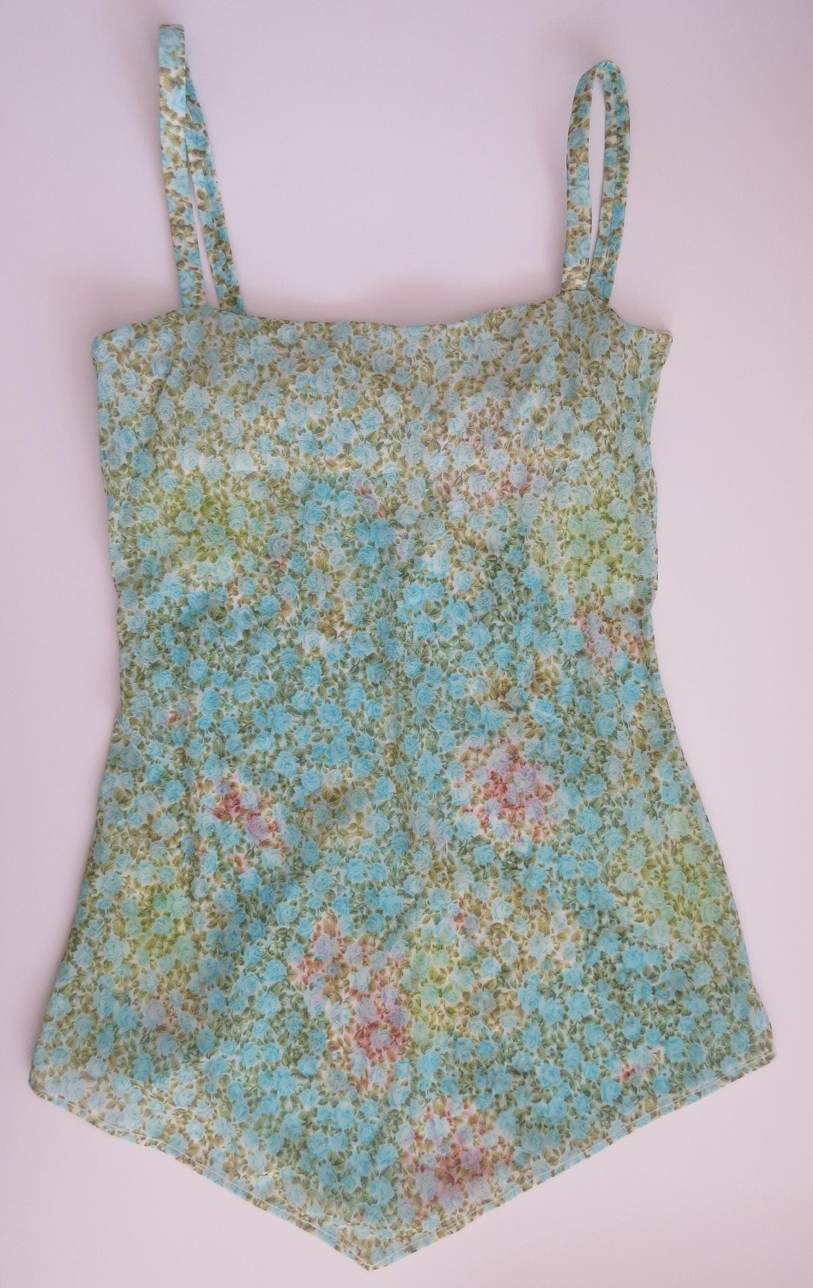 Malizia La Perla Italy Fiori Mixed Scale Floral Print Cami Chemise 1999-2002 - Thumbnail 2