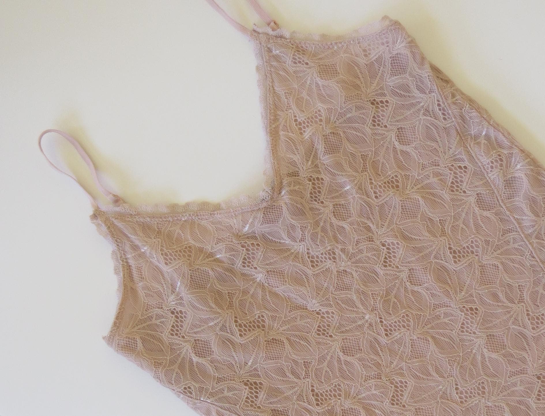 Vintage Italian Garcia Jeans Lace Pale Pastel Pink Camisole Top