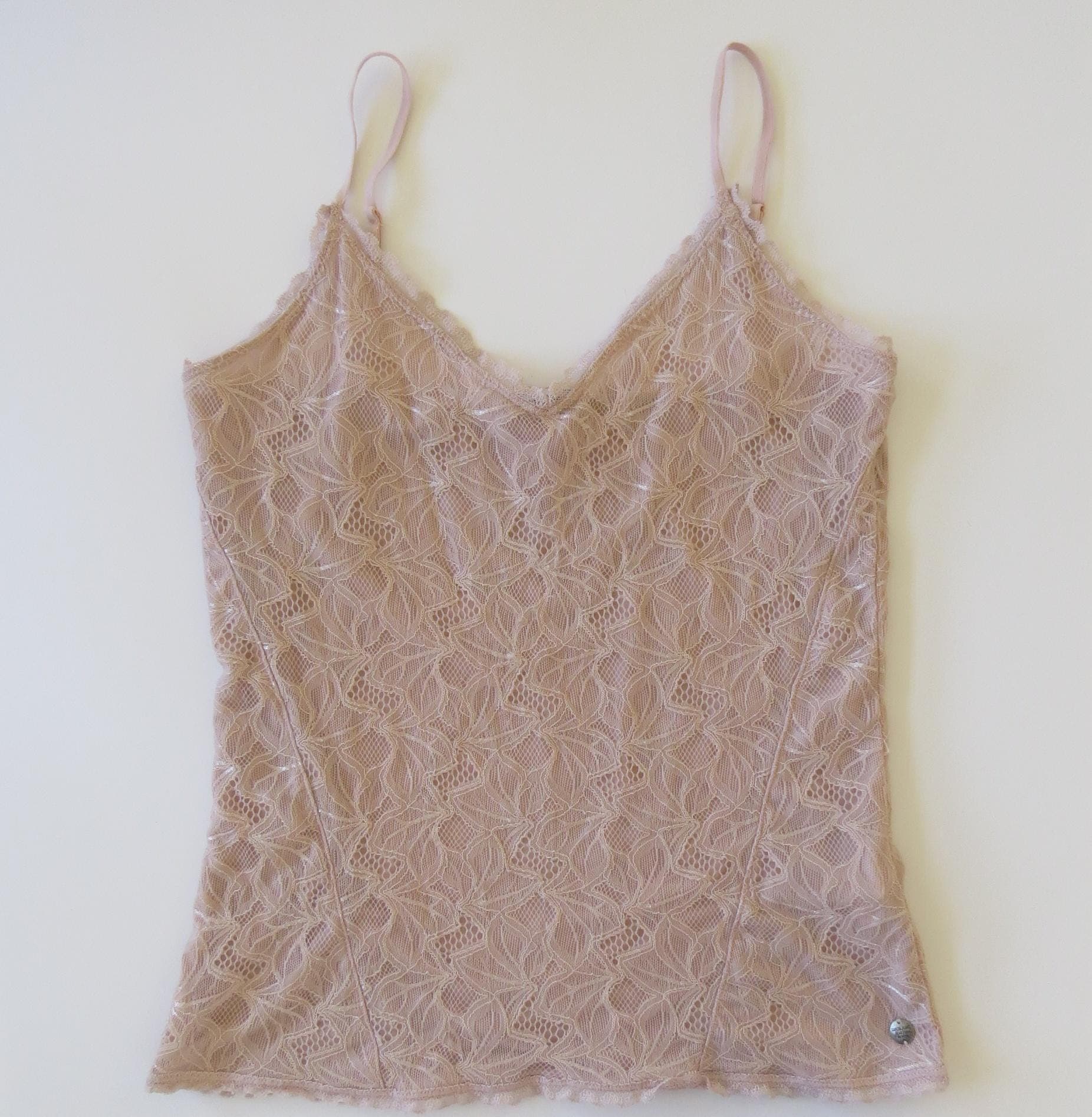 Vintage Italian Garcia Jeans Lace Pale Pastel Pink Camisole Top - Thumbnail 2