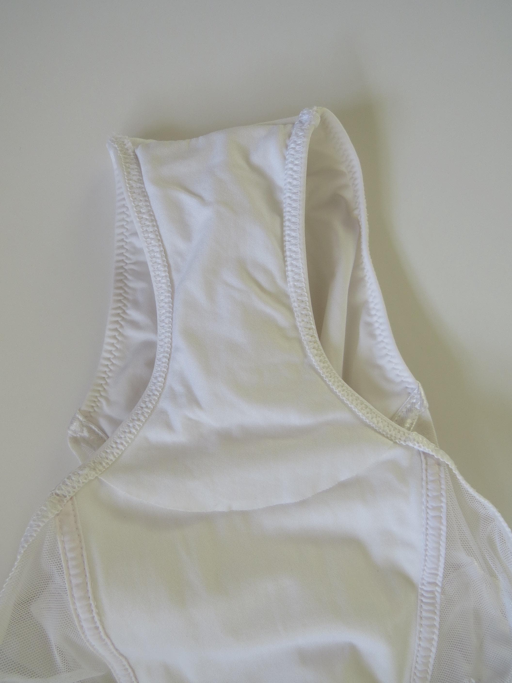Vintage 00s La Perla White Mesh Paneled One-Piece Swimsuit Graphique Collection - Thumbnail 10