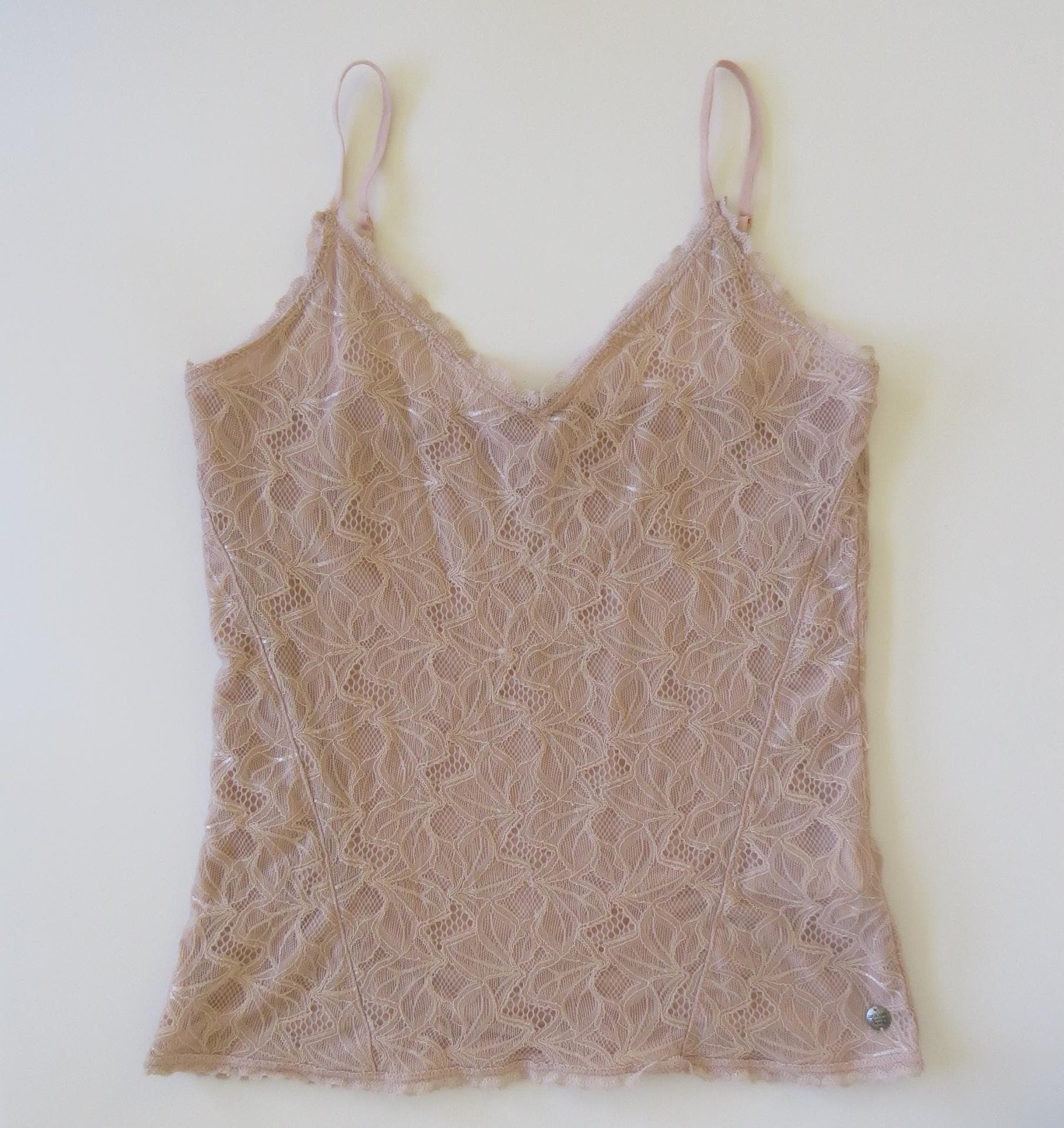 Vintage Italian Garcia Jeans Lace Pale Pastel Pink Camisole Top - Thumbnail 5