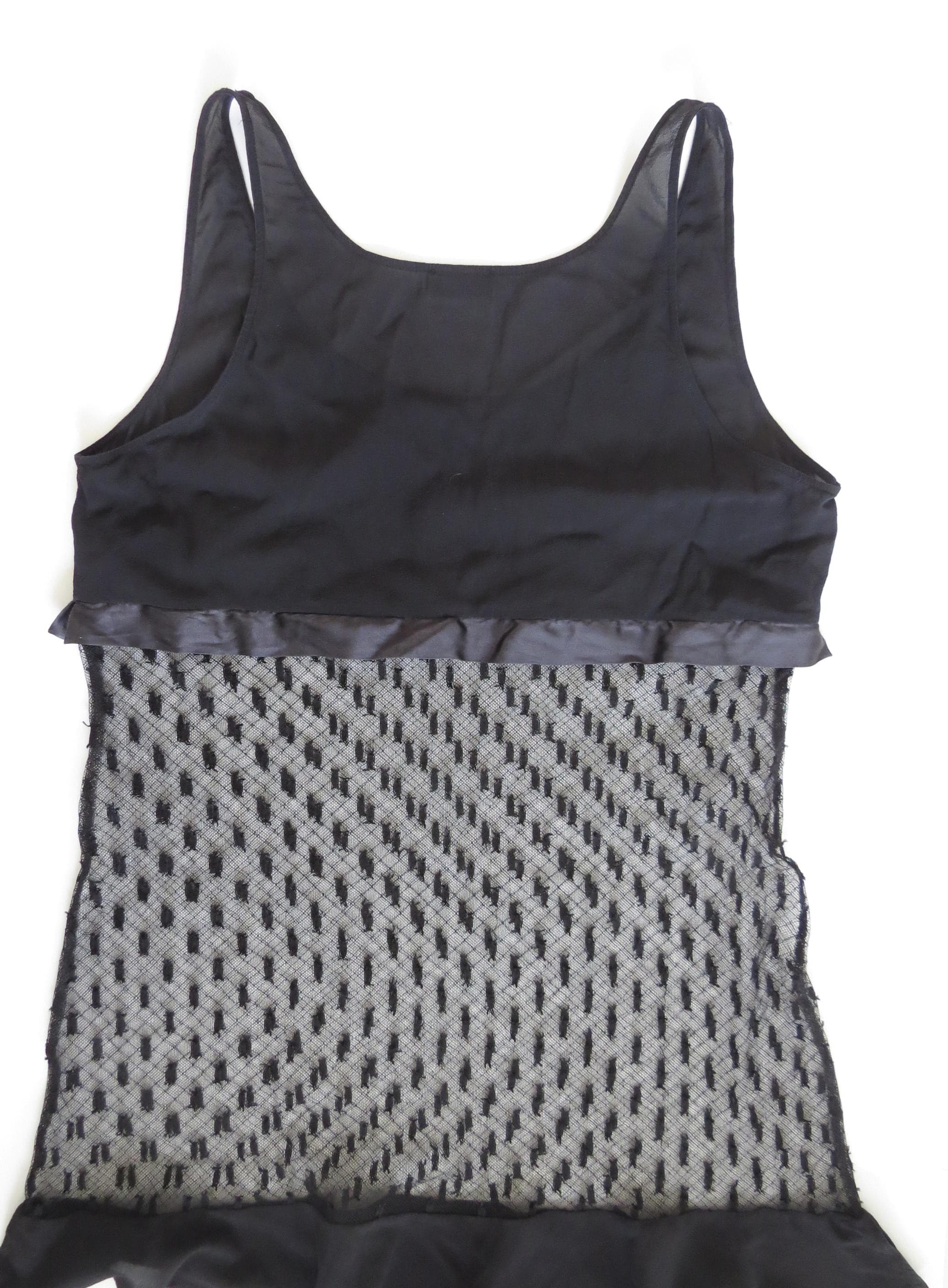 Vintage La Perla Silk & Tulle Polka Dot Black Chemise Italy - Thumbnail 6